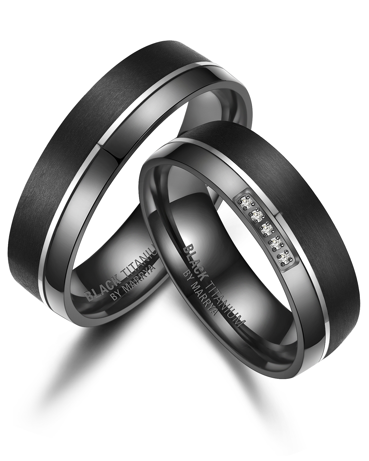 Perlenring »BLACK TITANIUM by MARRYA Black Titanium - Zirkonium Trauring Ehering...