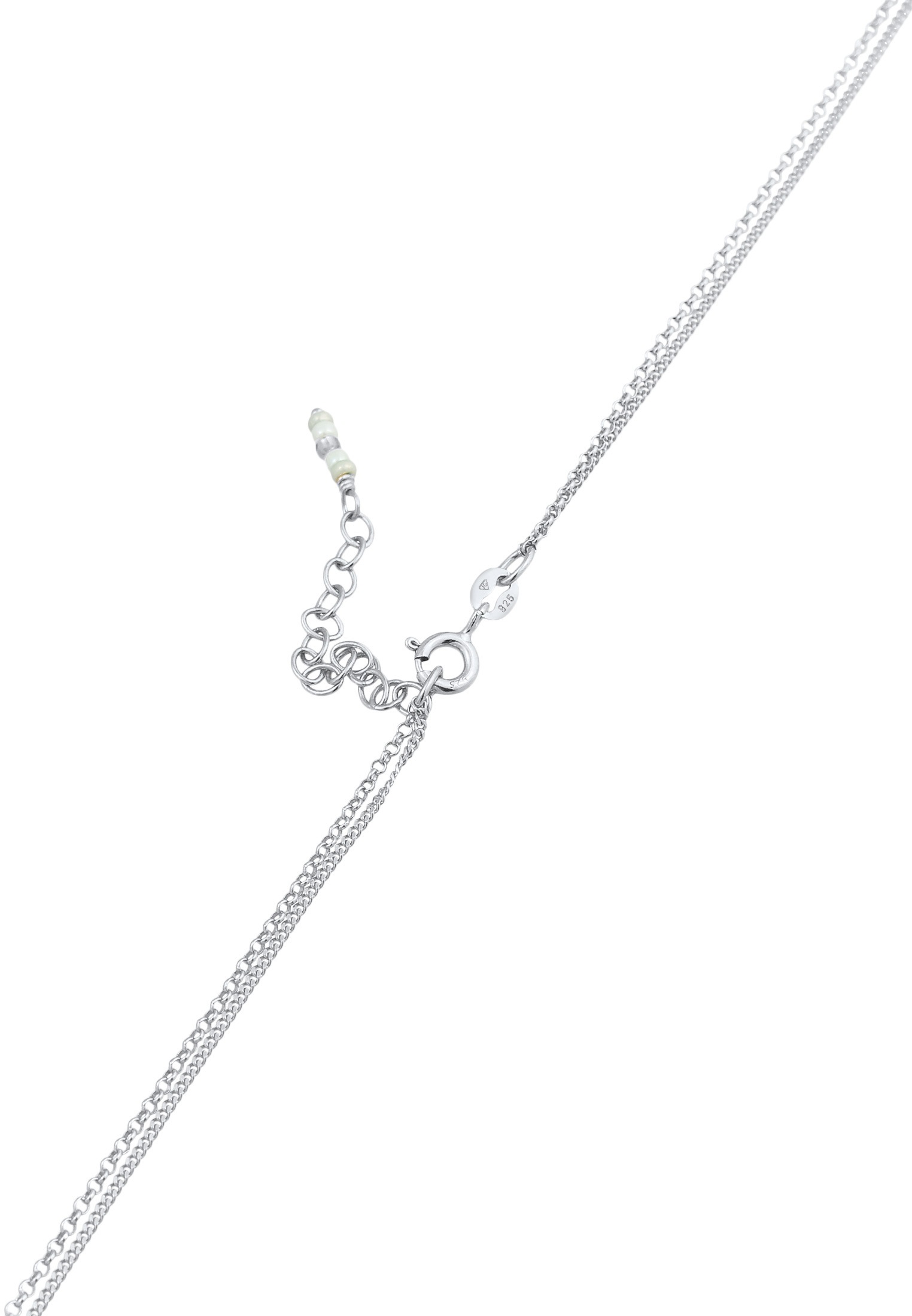 Elli Silberkette »Halskette Layer Plättchen Glas Perlen 2-lagig 925 Silber«