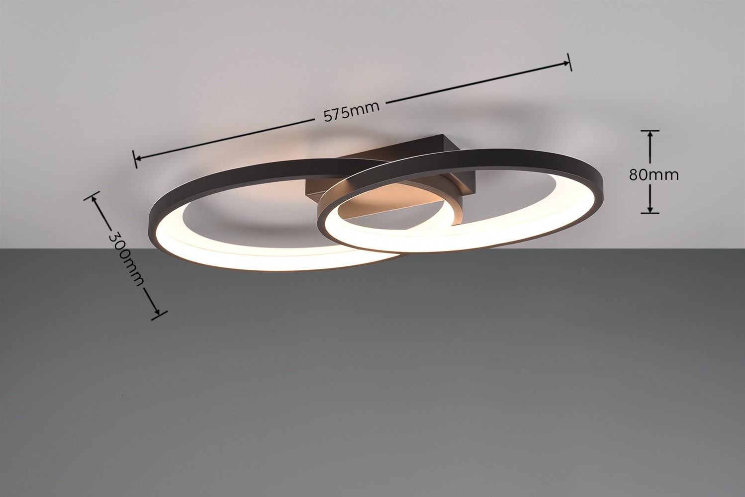 REALITY Leuchten LED Deckenleuchte »MALAGA, LED Deckenlampe warmweiß 25W 2900 Lumen auch Wandmontage mögl.« LED-Board 1 Stk. Warmweiß indirektes Licht, 57x30cm, Wand- Deckenleuchte Schlafzimmer Wohnzimmer