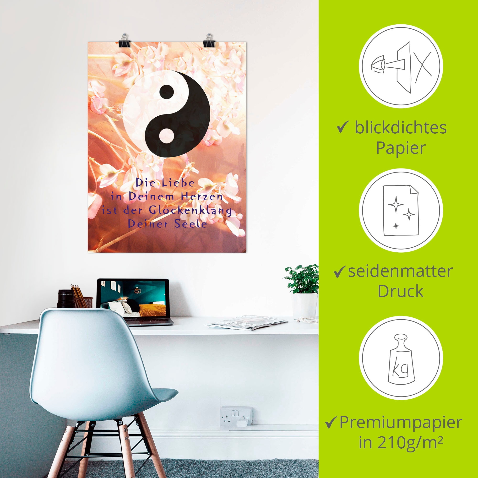 Artland Wandbild »Yin Yang Glockenklang«, Spirituelle Bilder, (1 St.), als Poster, Wandaufkleber in verschied. Größen
