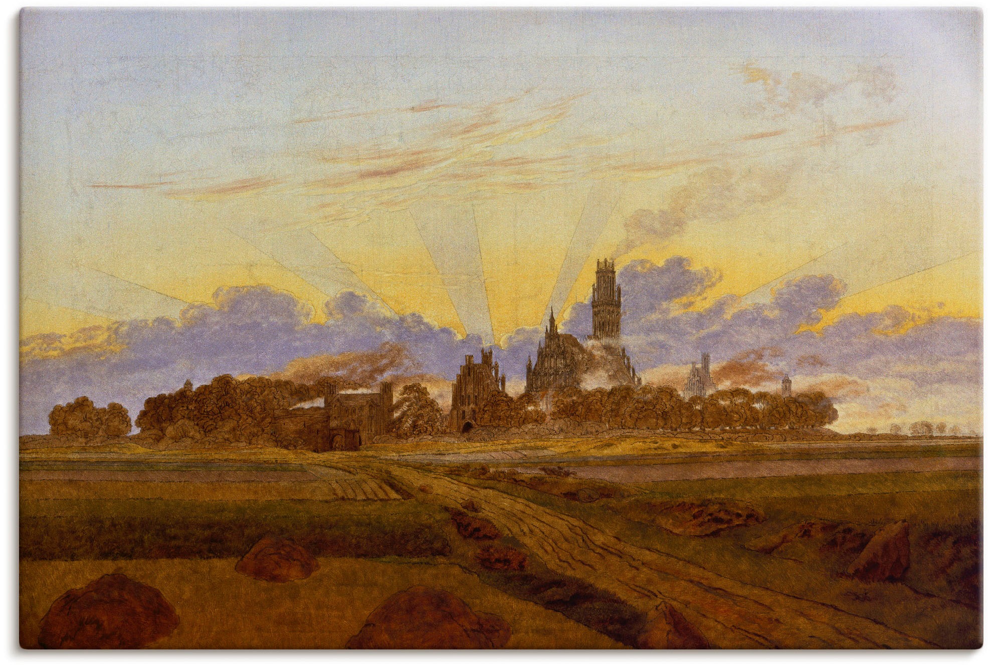 Artland Wandbild »Das brennende Neubrandenburg. 1835.«, Europa, (1 St.), in vielen Größen & Produktarten - Alubild / Outdoorbild für den Außenbereich, Leinwandbild, Poster, Wandaufkleber / Wandtattoo auch für Badezimmer geeignet