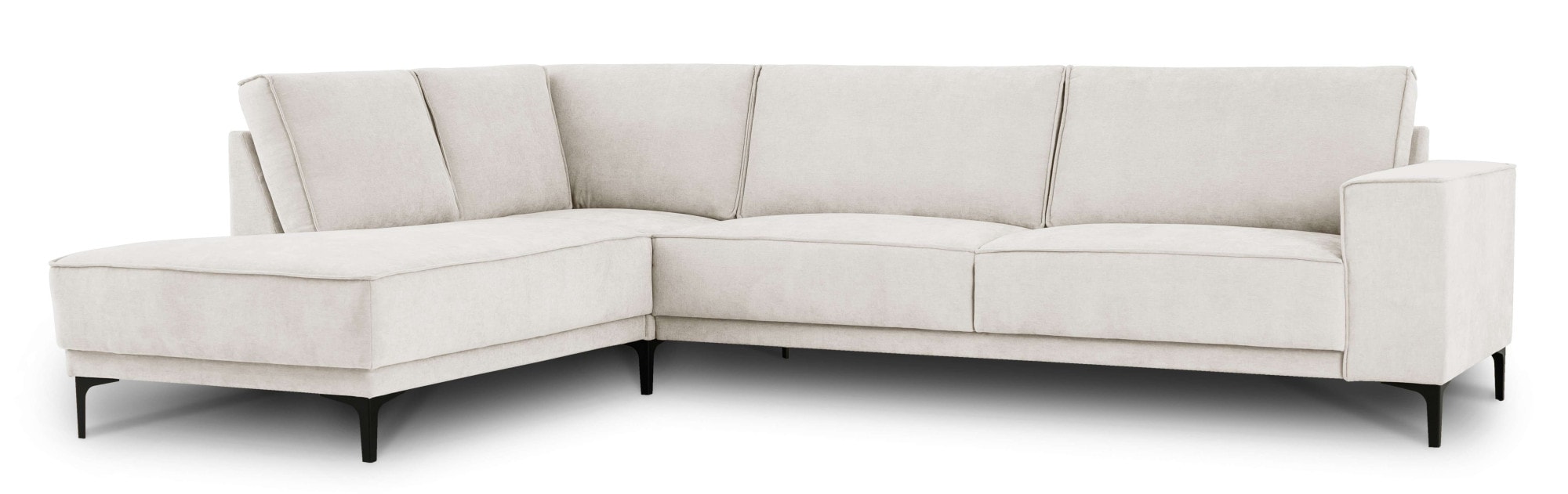 Places of Style Ecksofa »Polsterecke Oland, Struktur, Flachgewebe, Luxus-Microfaser, Boucle«, L-Form, 289 cm, Wellenunterfederung, Skandi-Design, Metallfüße