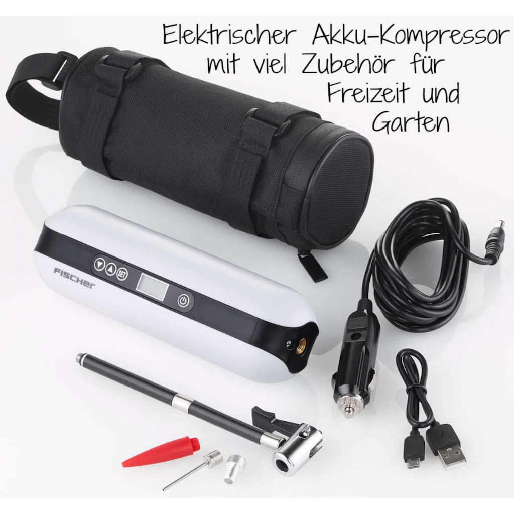 FISCHER Fahrrad Akku-Luftpumpe »Akku-Kompressor inkl. Powerbank«