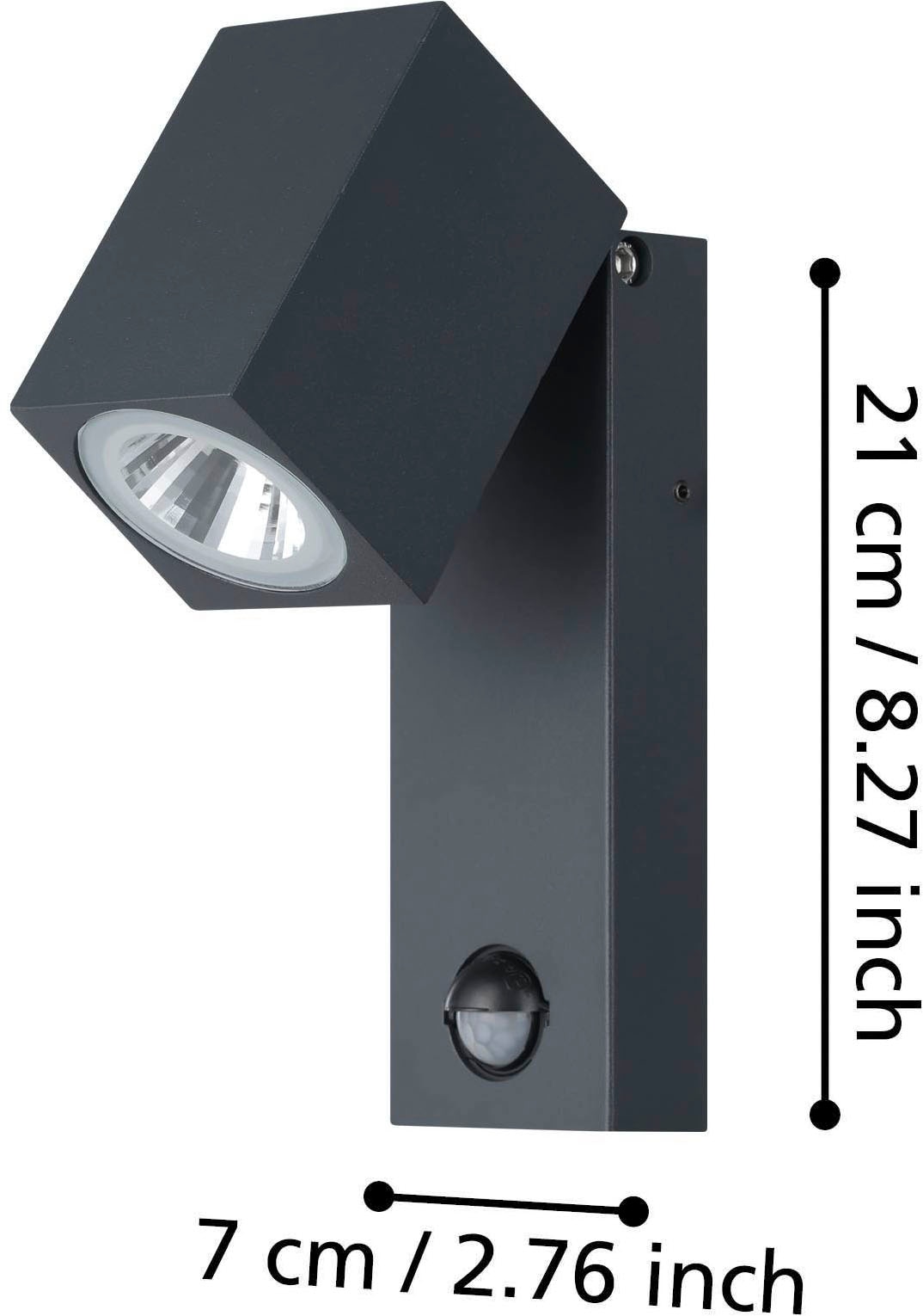 EGLO Wandleuchte »Sakeda Außen-Wandlampe, Außenleuchte, Aluguss, IP44, Außenlampe, Lampe« LED-Modul 1 Stk. Warmweiß Wand-/Deckenleuchte - L7 x H17 x AL10 cm - anthrazit - 1X5W inkl.