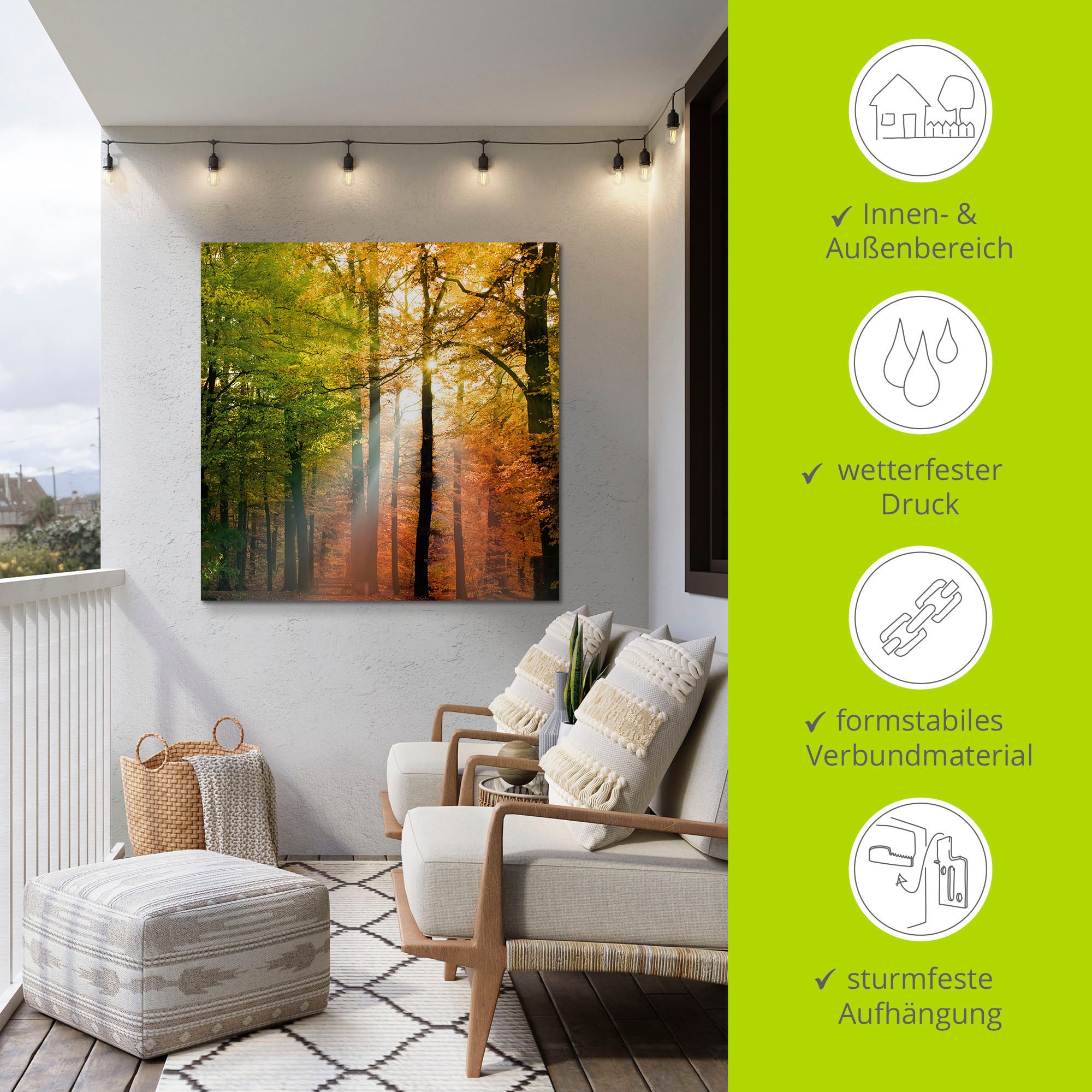 Artland Wandbild »Schöner Herbsttag 2«, Wald, (1 St.), als Alubild, Outdoorbild, Leinwandbild, Poster in verschied. Größen