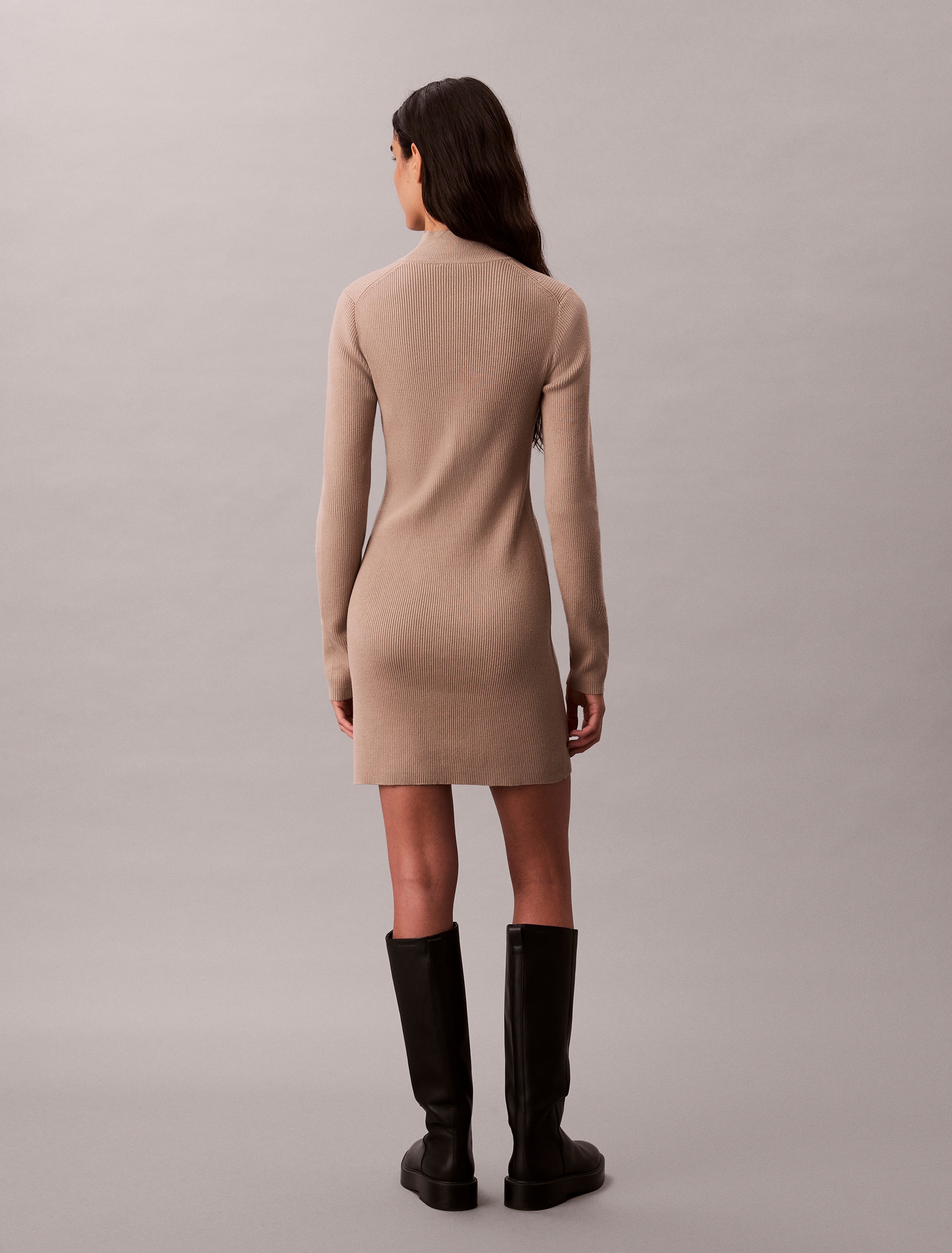 Calvin Klein Jeans Strickkleid »LS T NECK MINI DRESS«, Mit Rundhalsausschnitt, figurbetont
