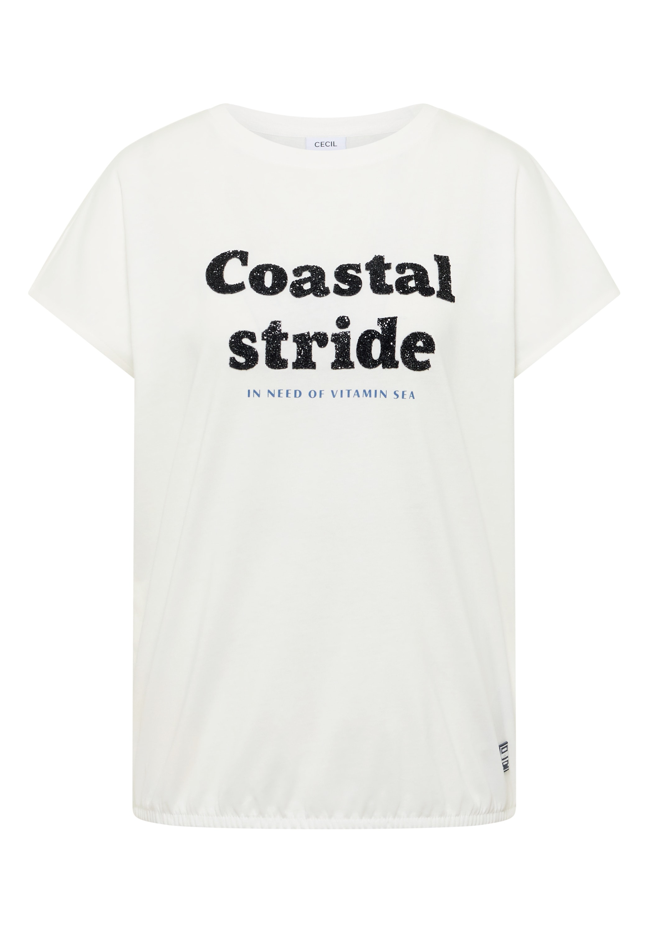 Cecil Kurzarmshirt Sommershirt mit Boatneck und Wording Print