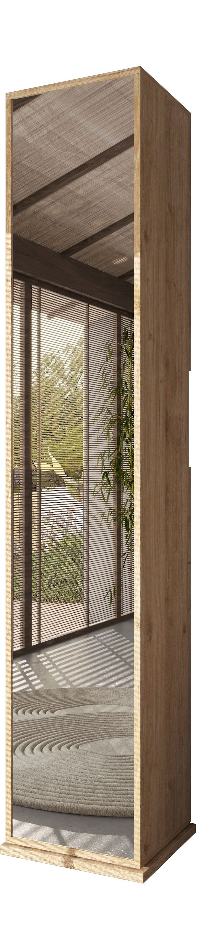 welltime Hochschrank »Hamburg Höhe 185 cm, Breite 35/37 cm, Badschrank drehbar, 2 Türen,«, 1 Schubkasten, 1 offenes Fach, mit Spiegel, Metallhaken, Metallgriff