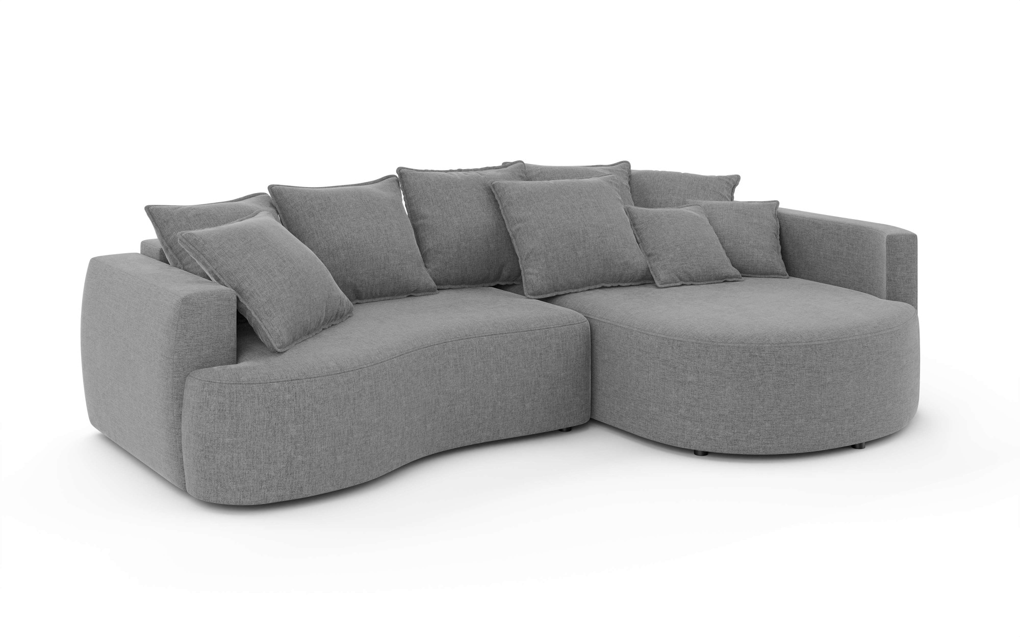 INOSIGN Ecksofa »Kahekili, Schlafsofa mit Bettkasten, Maße B/T/H: 255/181/90/ cm«, L-Form mit Wellenunterfederung, 7 Rückenkissen und 2 Zierkissen
