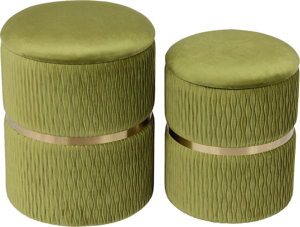 Kayoom Polsterhocker »Hocker Zora 425 2er-Set, Praktischer und versteckter Stauraum« Set, 2 Stk. tlg. 2er-Set mit Stauraum, ineinander stapelbar, goldener Ring