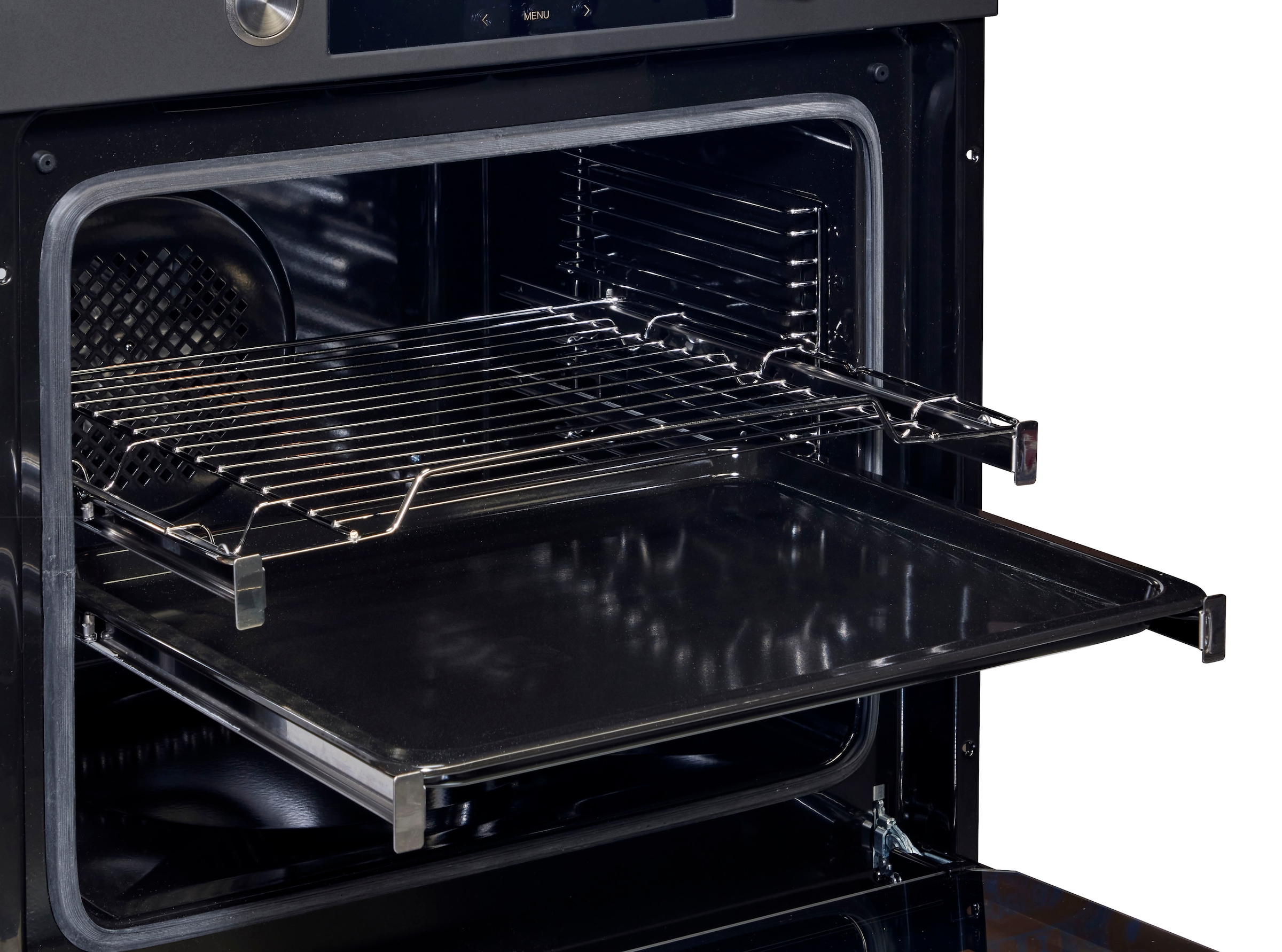 Amica Backofen-Set »BOXC 954 000 SM«, mit 2-fach-Teleskopauszug, Simple Steam Reinigungsfunktion, (Packung), Extra großer Ofen mit 2 Auszügen, Backbleche gleiten sicher heraus.