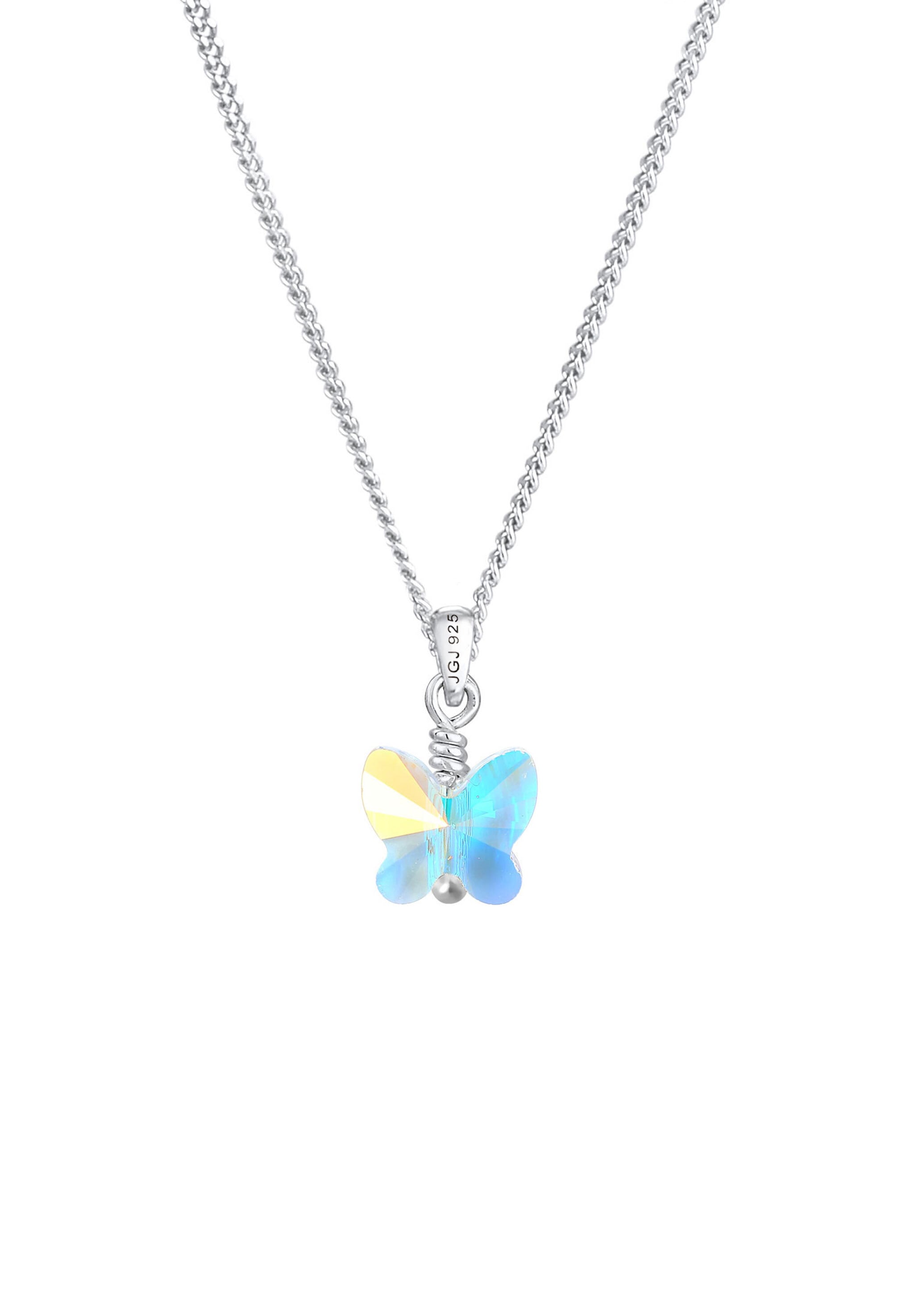 Elli Silberkette »Halskette Kinder Schmetterling Kristalle 925 Silber«