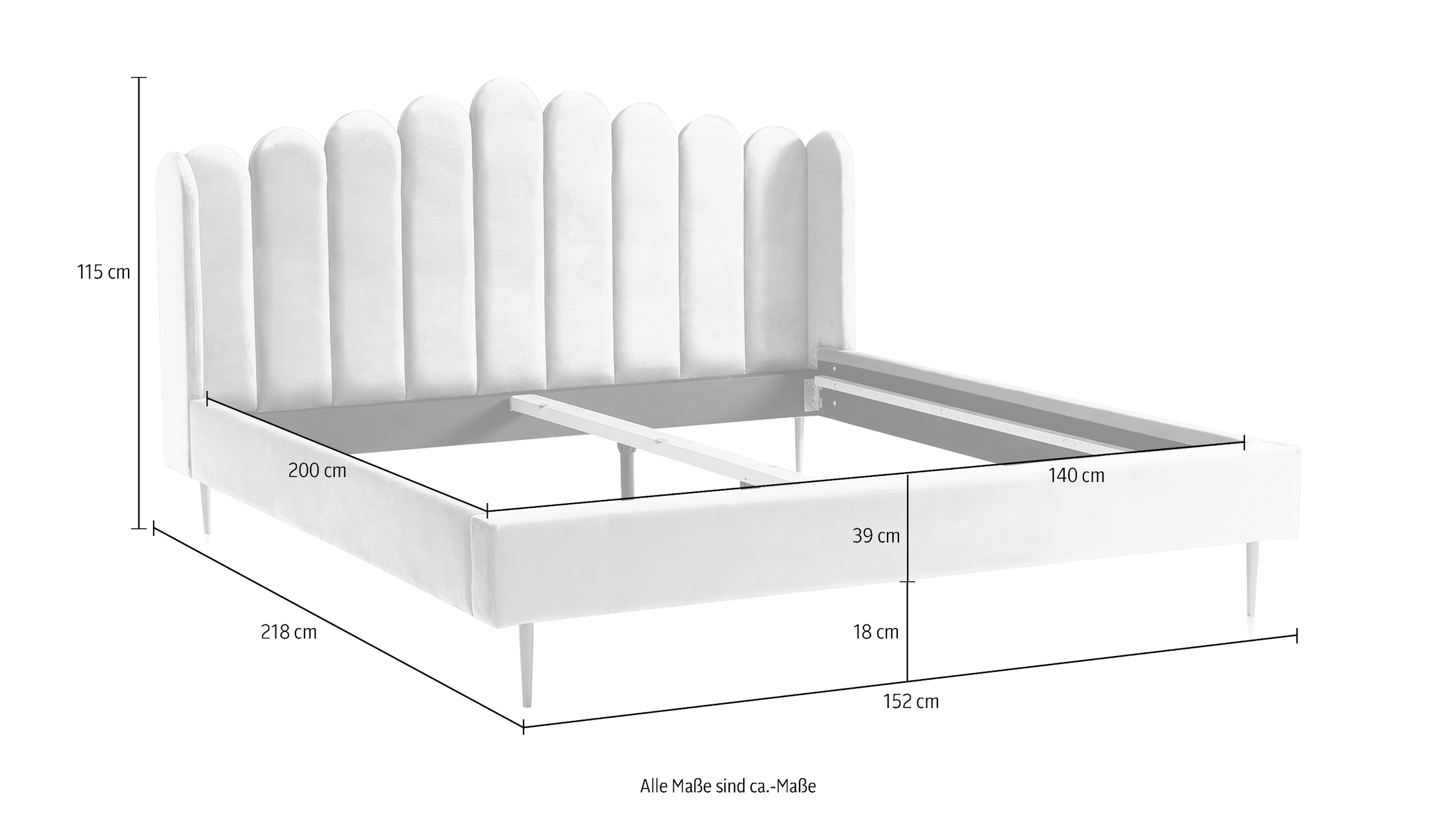 SalesFever Polsterbett »Komfortables Bett für erholsamen Schlaf« Eleganz trifft Komfort: Samt-Bezug, goldfarbene Metallfüße