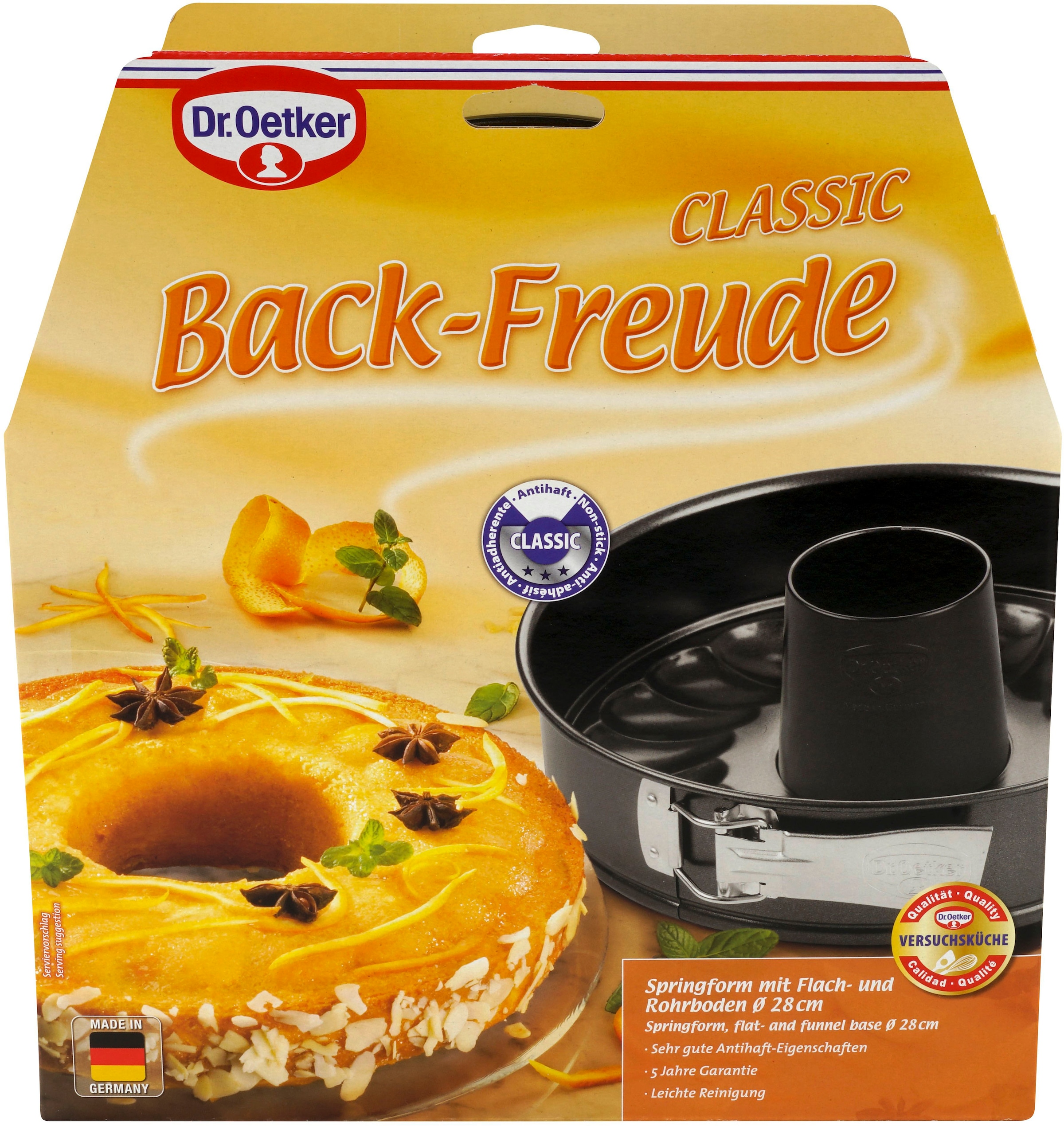 Dr. Oetker Küchenhelfer Springform »Back-Freude Classic, mit Flach- und Rohrboden Ø 28 cm«