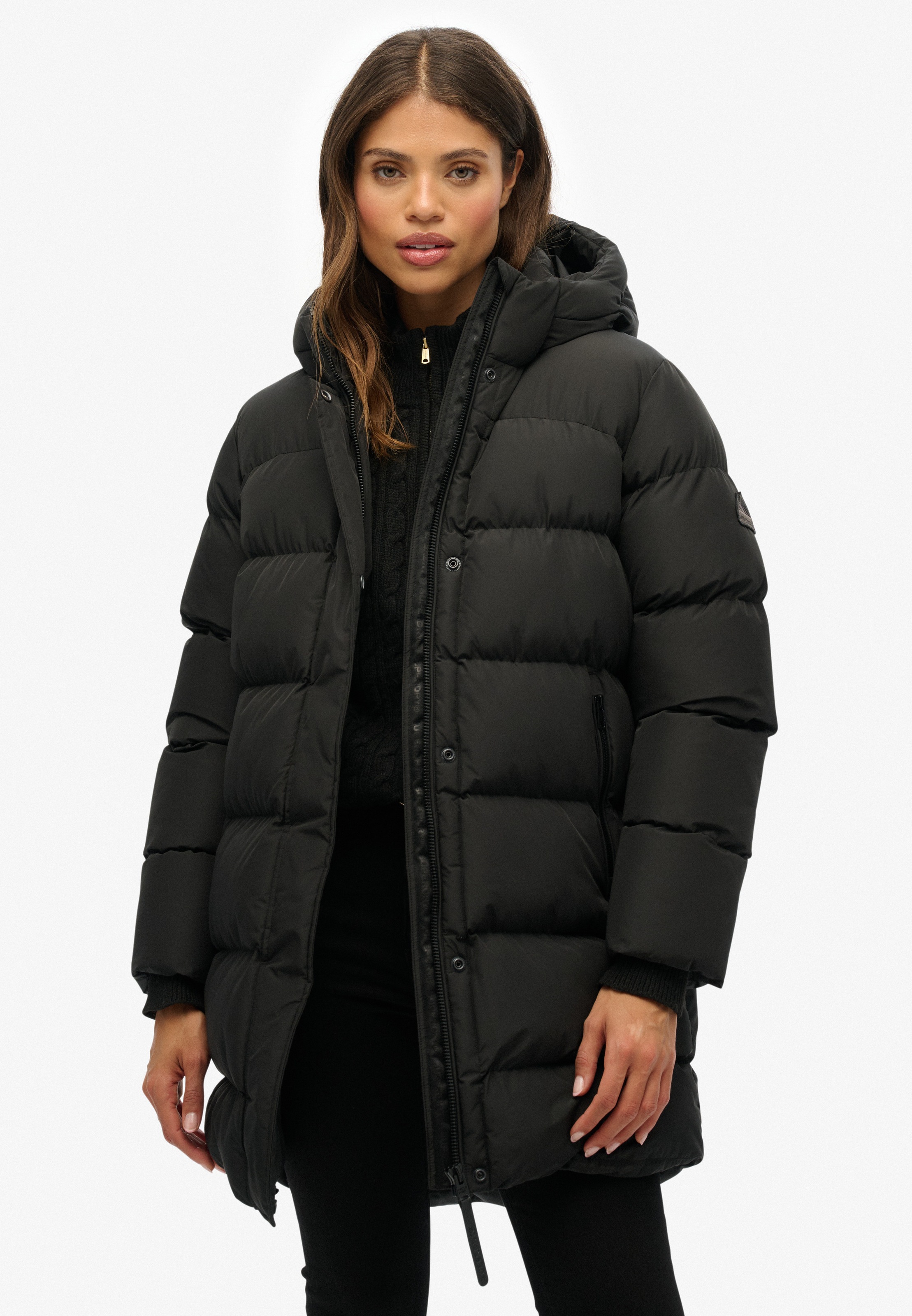 Superdry Steppjacke »HOODED SPORTS PUFFER MID JKT«, mit Kapuze