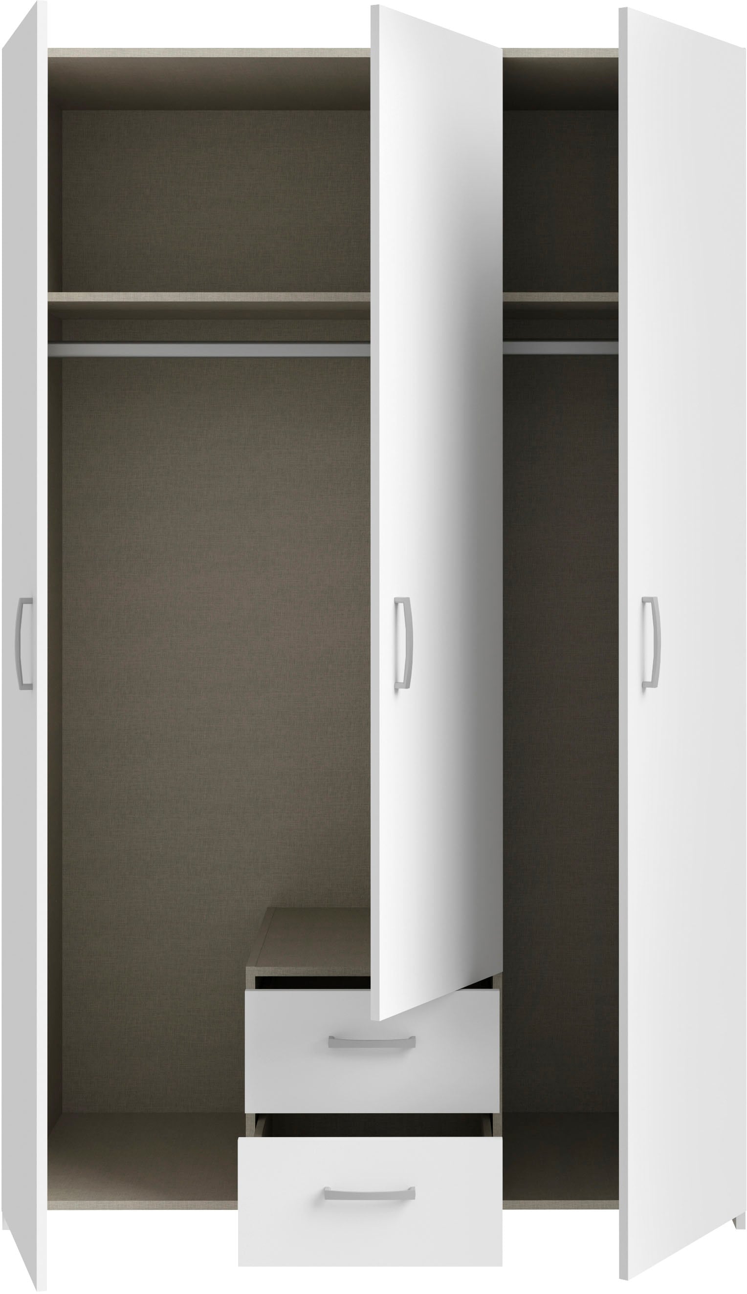 FORTE Drehtürenschrank »Econobox«, Drehtürenschrank, zeitloses Design mit alufarbigen Griffen.