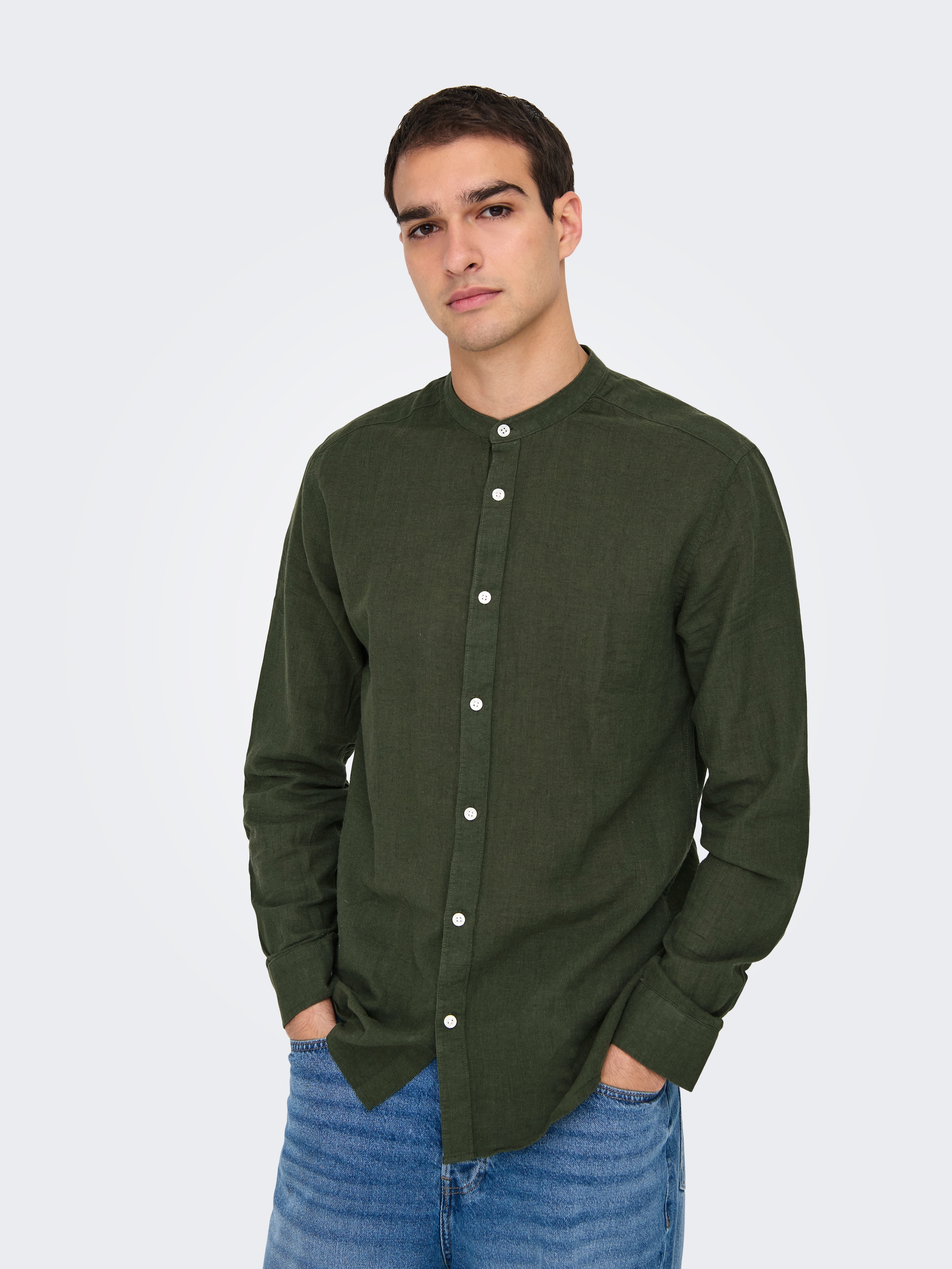 ONLY & SONS Langarmhemd »ONSCAIDEN LS SOLID LINEN MAO SHIRT NOOS«