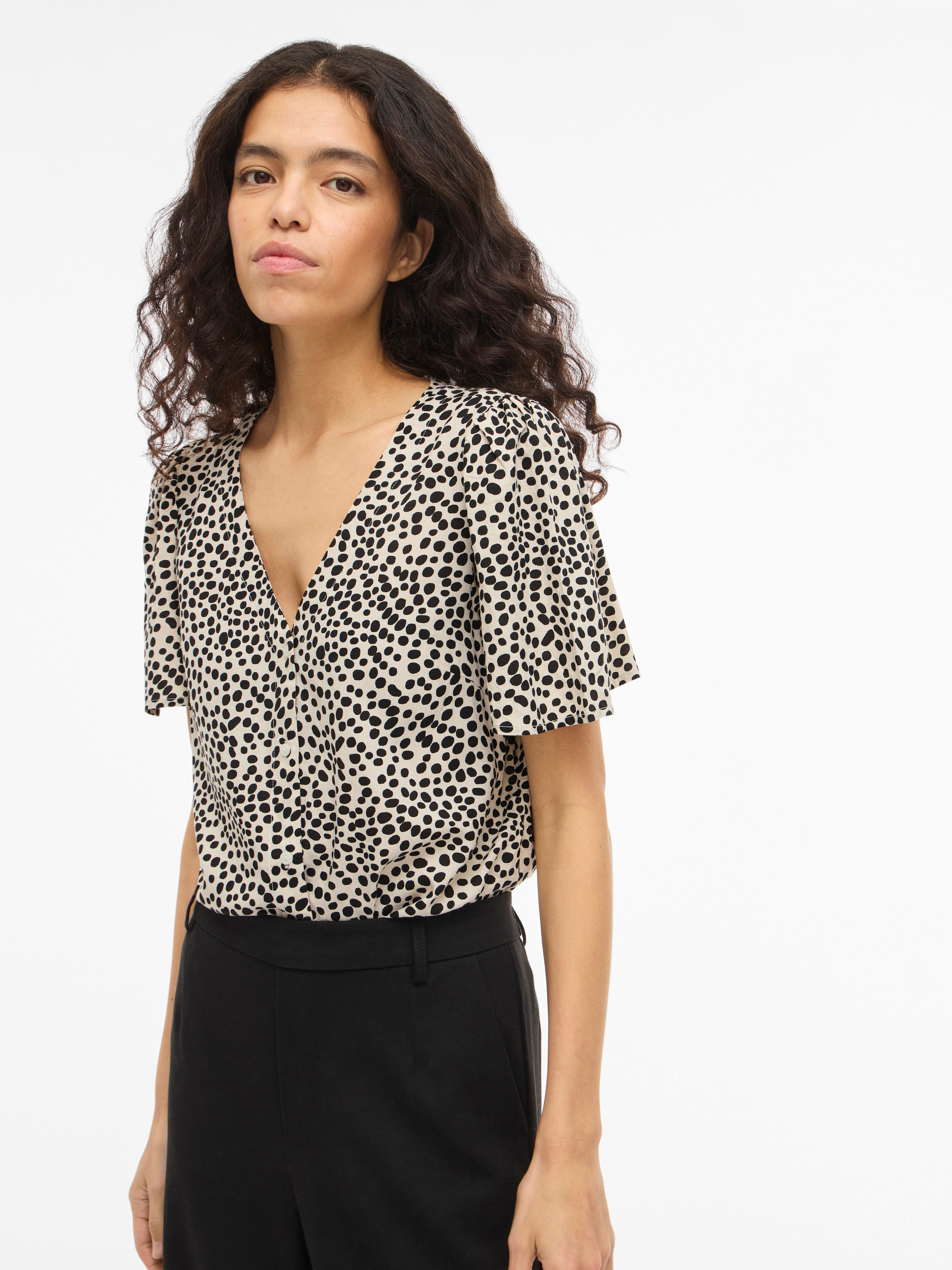 Vila Hemdbluse »VIGRACE V-NECK S/S SHIRT - NOOS«