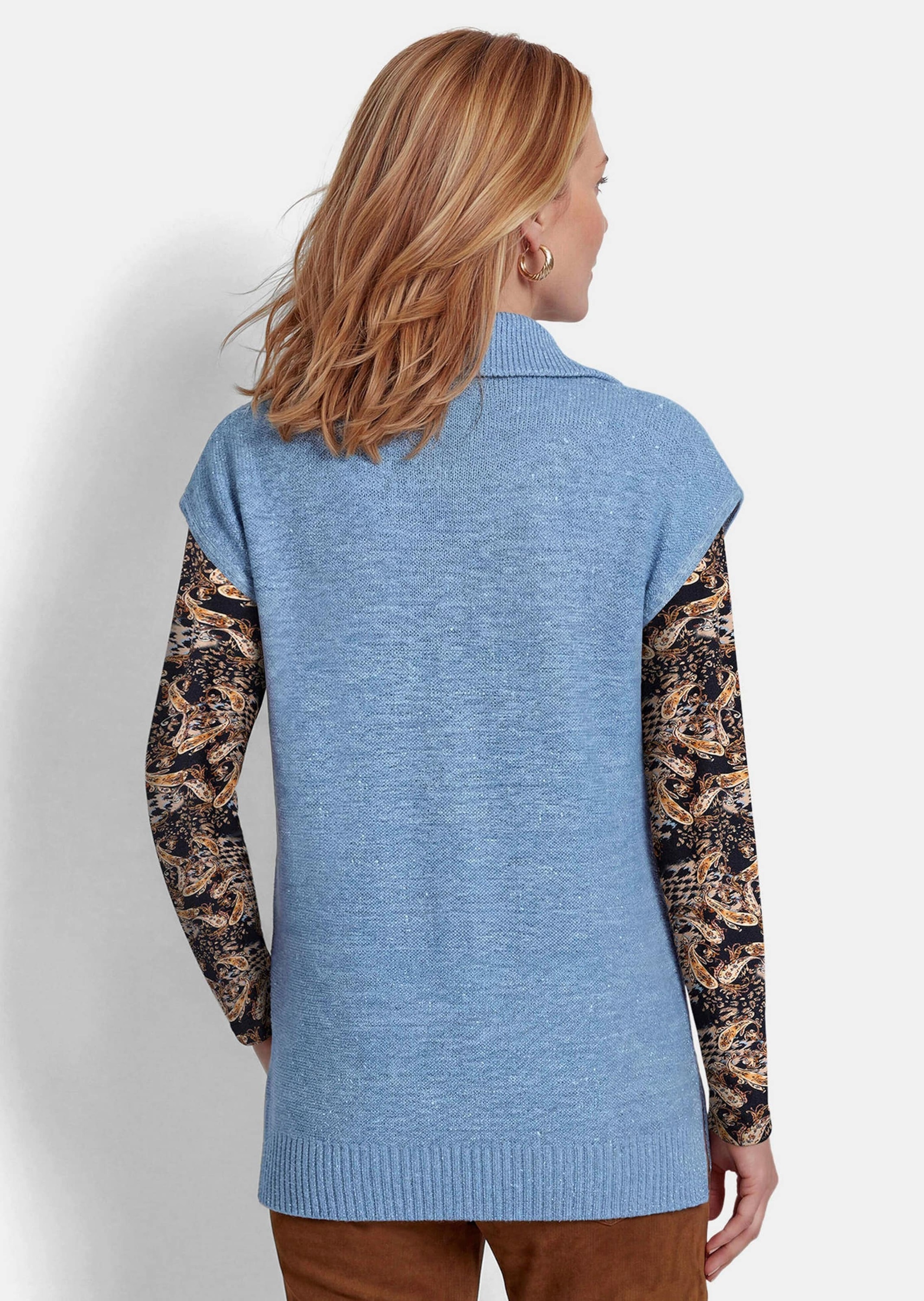 GOLDNER Strickjacke »Weste mit Reißverschluss, Umlegekragen« Pailletten mit verstrickt