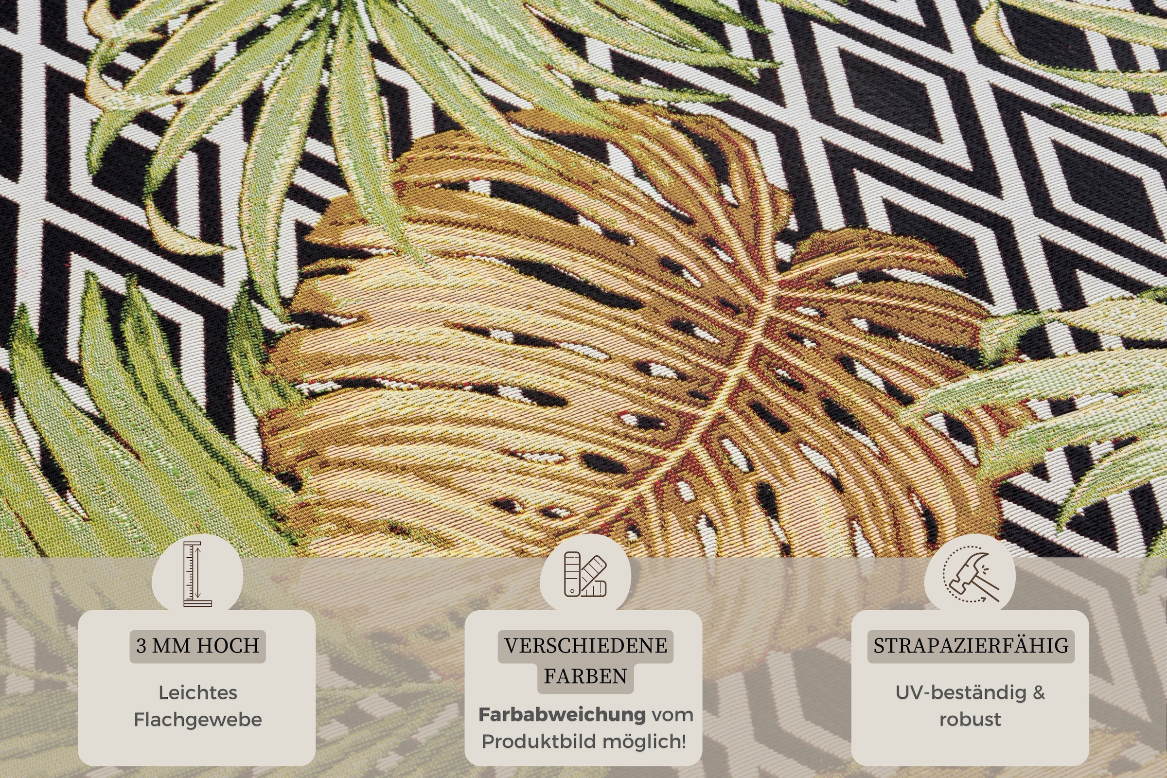 HANSE Home Outdoorteppich »Diamonds and Leaves«, rechteckig, 3 mm Höhe, In-& Outdoor, Teppich, Wetterfest, Balkon, Garten, Wohnzimmer, Floral