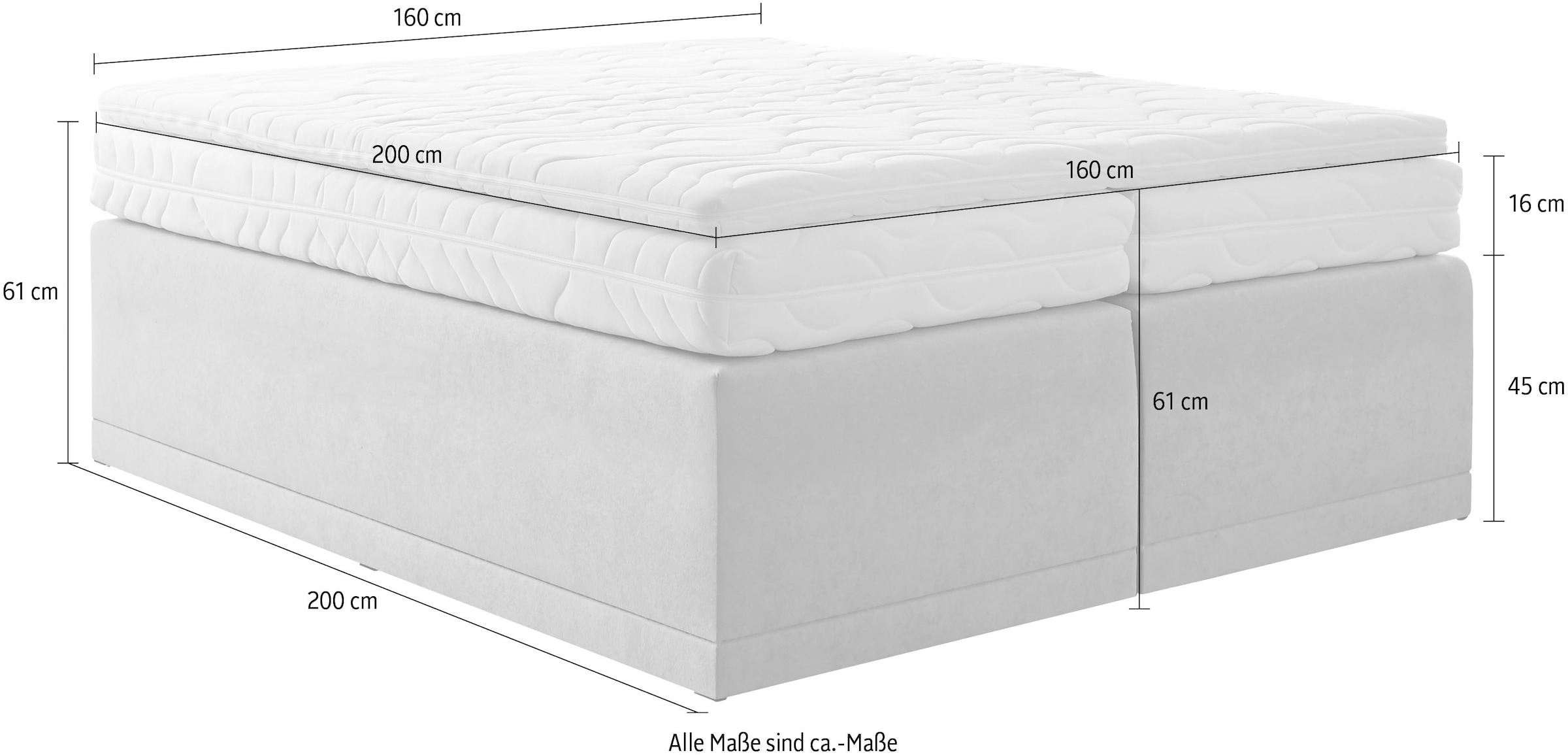 Westfalia Schlafkomfort Boxspringbett »Ibiza in den Breiten 160x200, 180x200cm & 200x200cm«