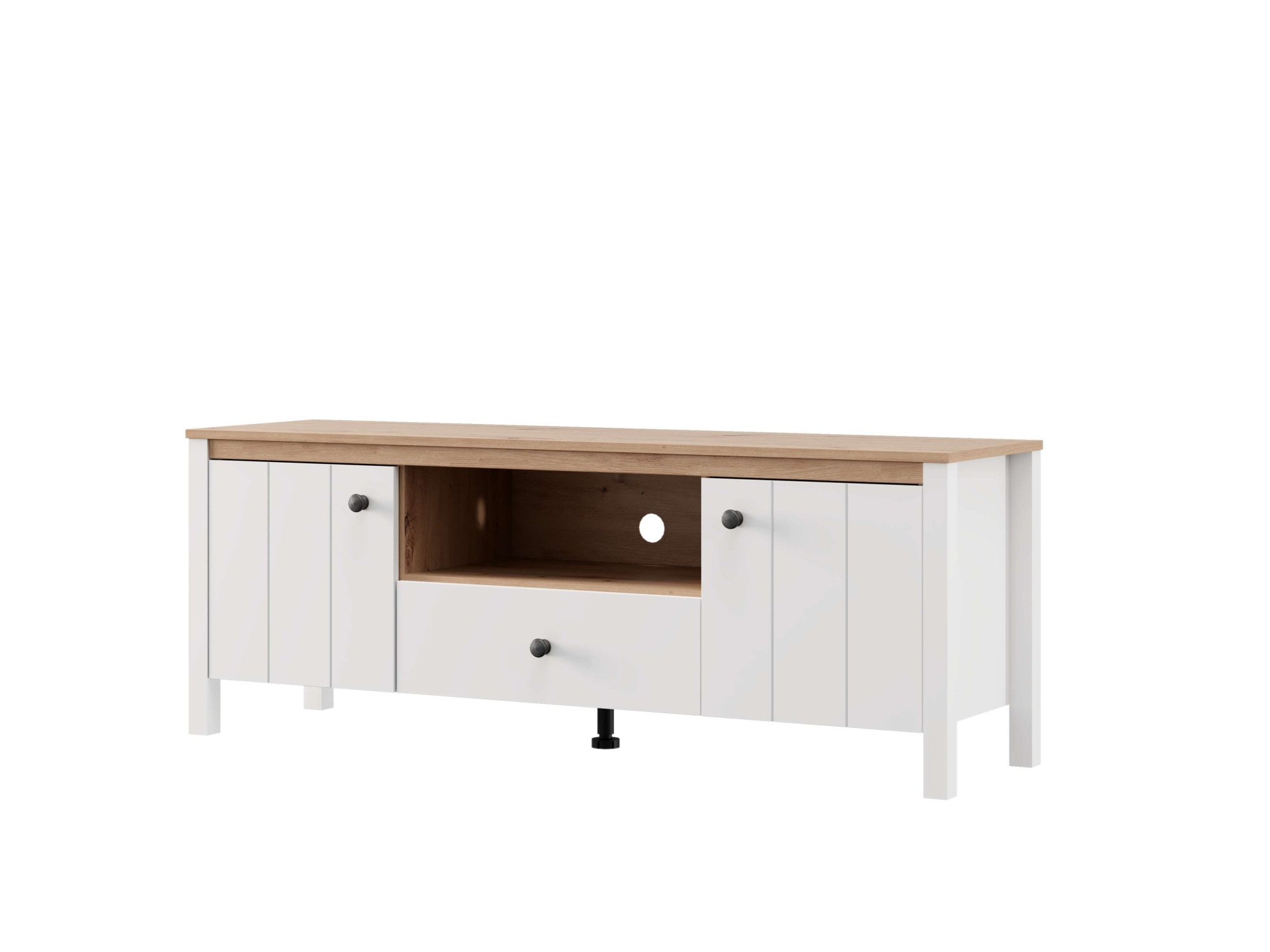Home affaire Lowboard »BEDFORD, TV-Board, TV-Kommode, TV-Schrank, TV-Möbel im Landhausstil« MDF-Profil ummantelt, 2 Türen, 1 Schublade & 3 Fächer mit Metallgriff
