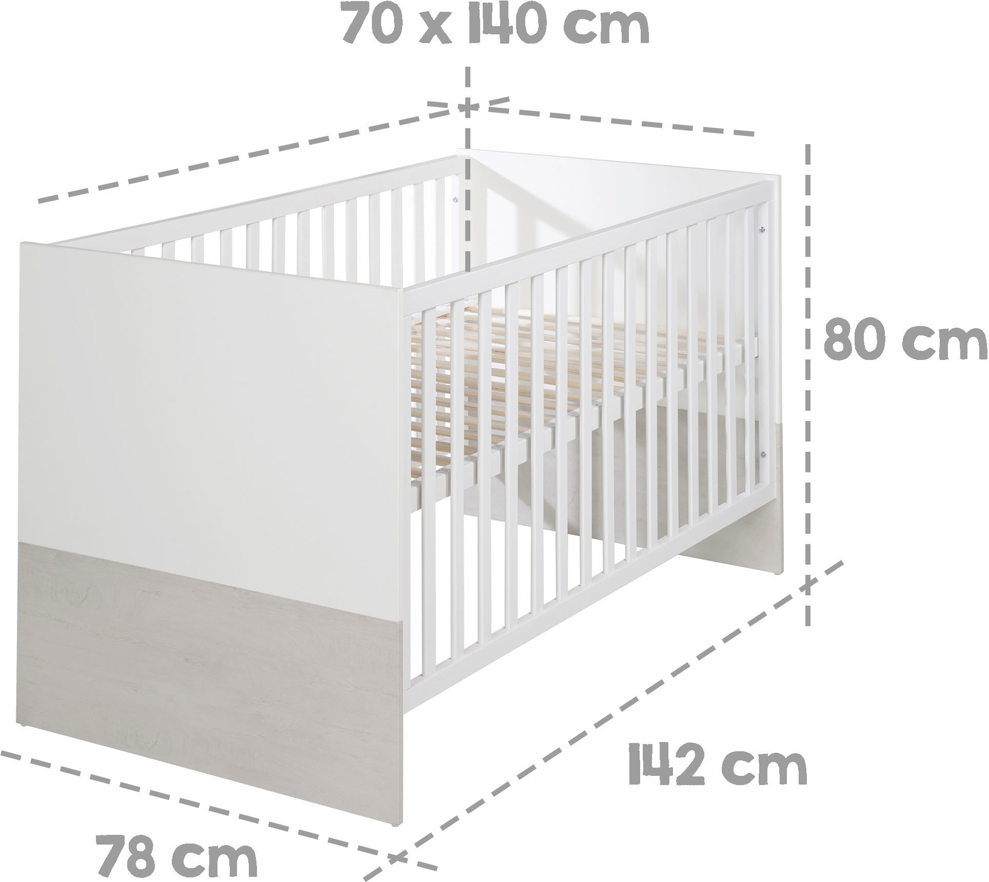 roba® Babymöbel-Set »Julia«, (Spar-Set, 2 tlg., Gitterbett, Wickelkommode), mit Kinderbett und Wickelkommode