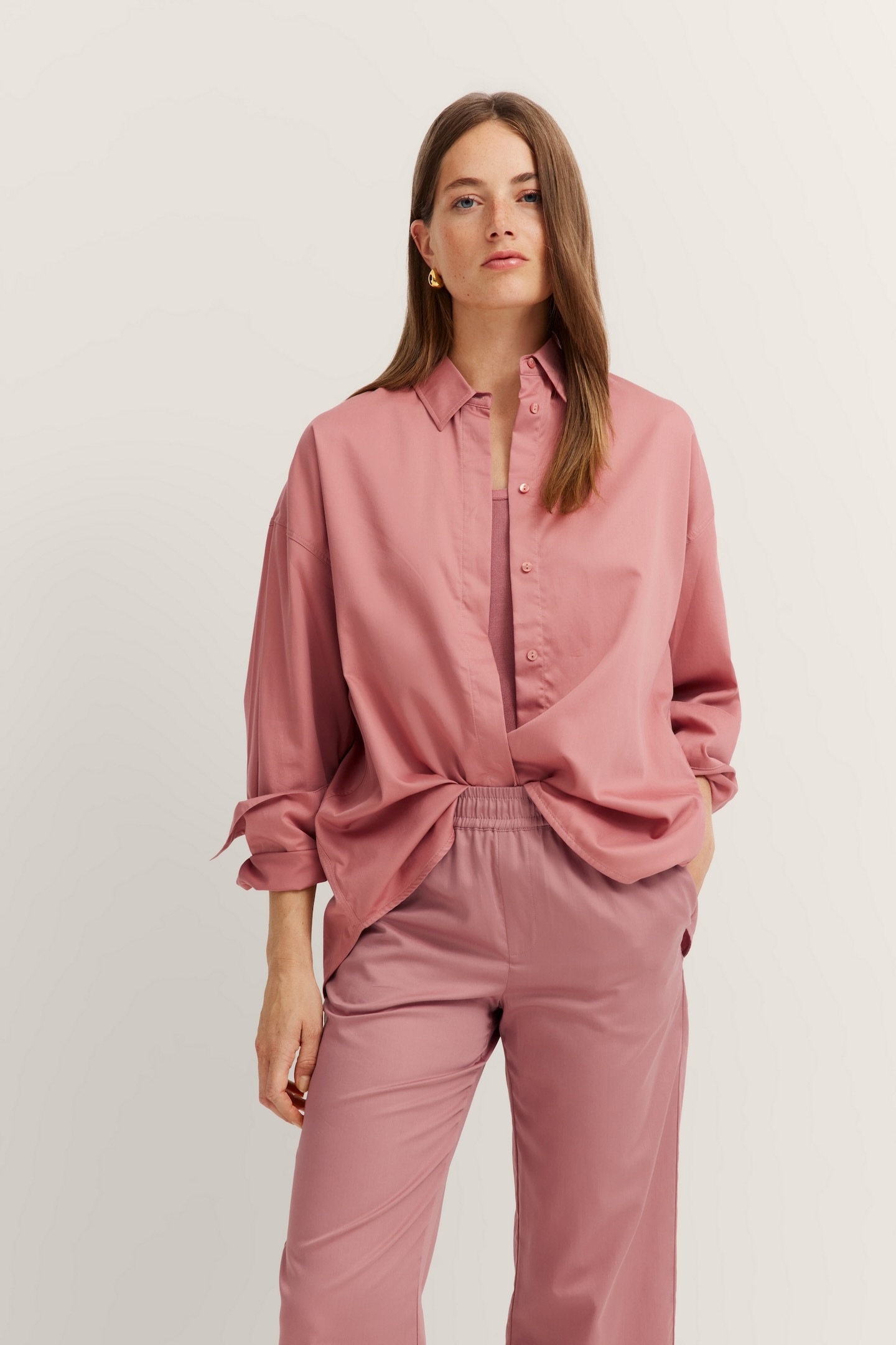 Bugatti Damen Hemdbluse aus Baumwoll-Satin in rosa, Größe 34