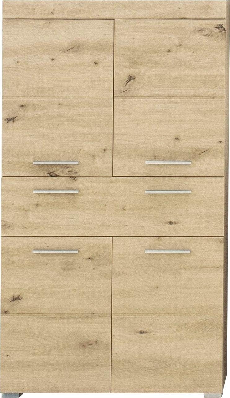 trendteam Midischrank »Amanda«, Breite 73 cm, Badezimmerschrank mit 1 großen Schubkasten und 4 Türen, MDF-Fronten in Hochglanz- oder Holzoptik
