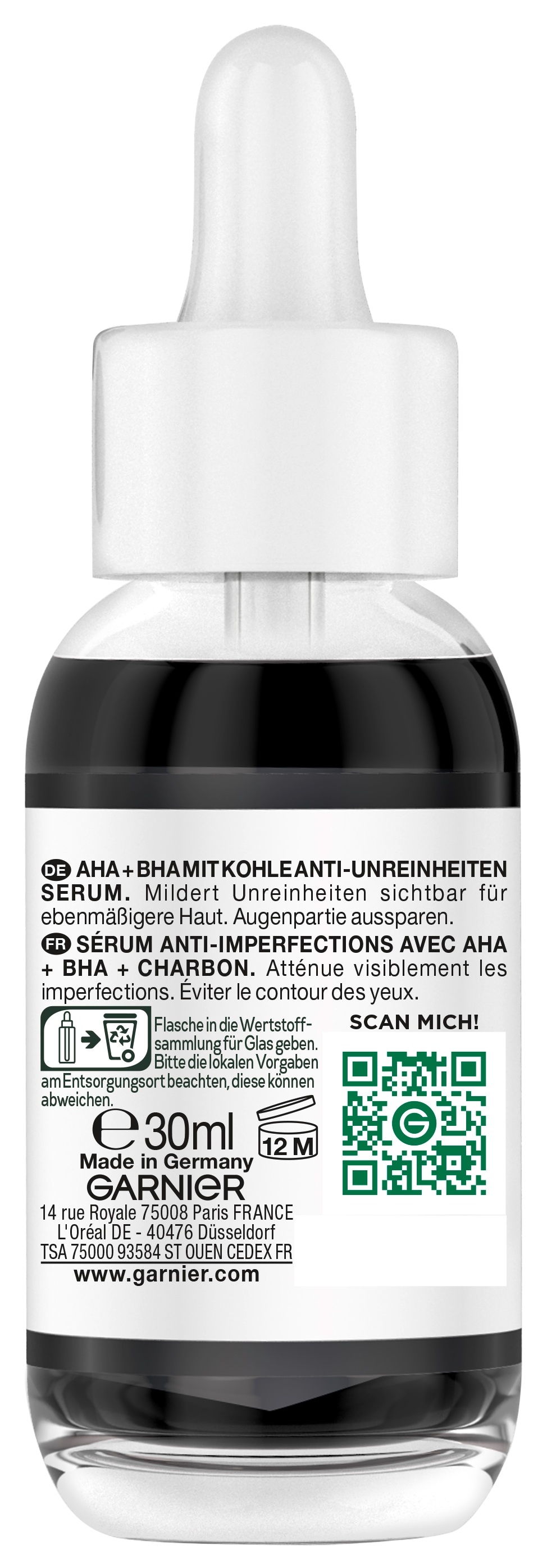 GARNIER Gesichtsserum »Hautklar Anti-Unreinheiten Serum« mit Kohle, Fluid-Textur