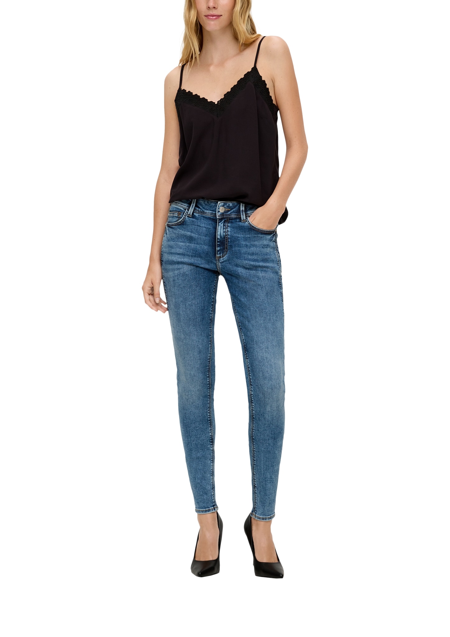 QS 5-Pocket-Jeans, in Washed-Optik