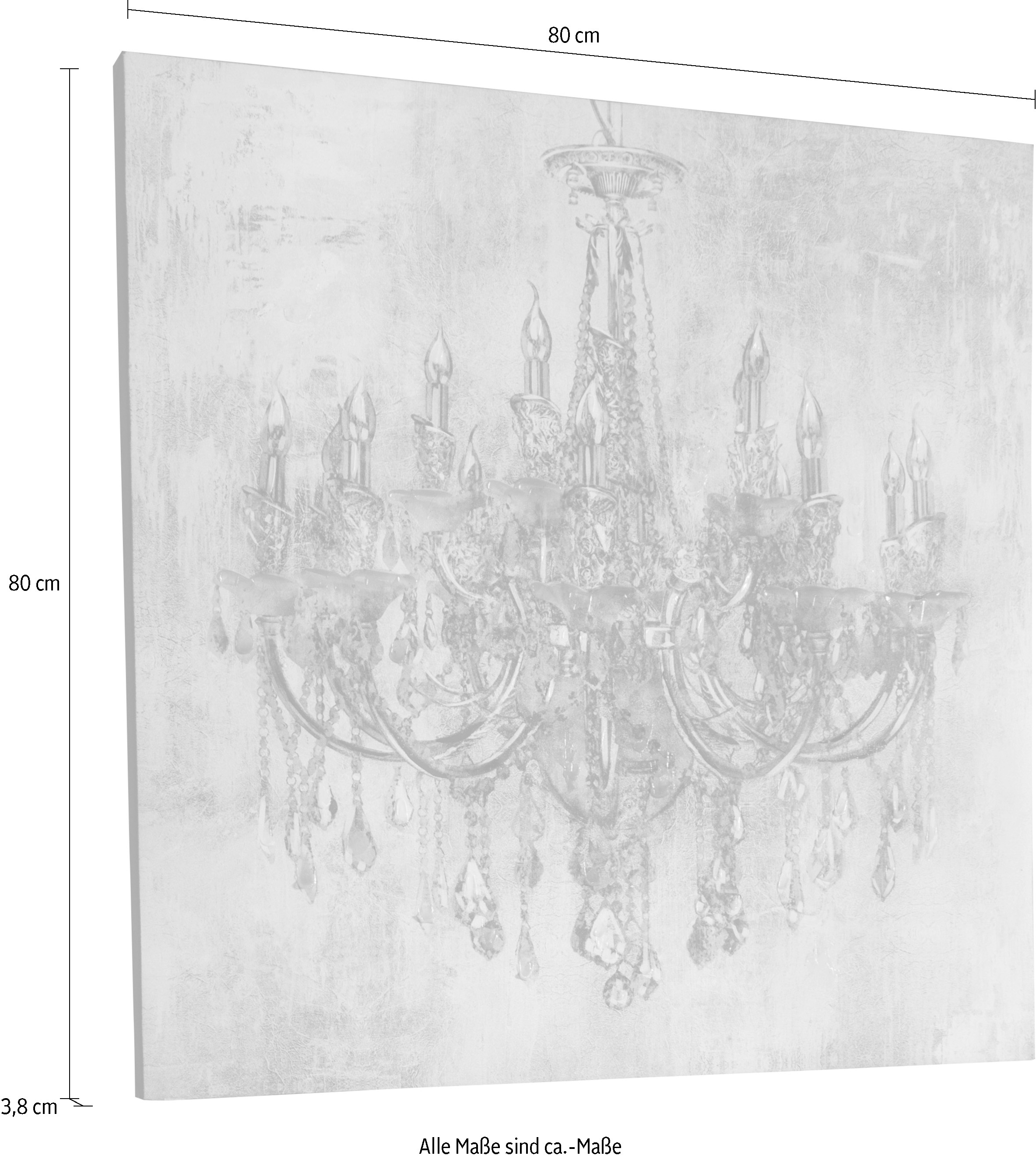 Myflair Möbel & Accessoires Ölbild »Candela«, Gemälde, Bild auf Leinwand, Motiv Kronleuchter, 80x80 cm, Wohnzimmer