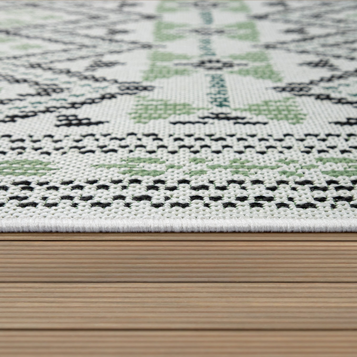Paco Home Teppich »Ostende 543«, rechteckig, 4 mm Höhe, Flachgewebe, Rauten Motiv, mit Bordüre, In- und Outdoor geeignet