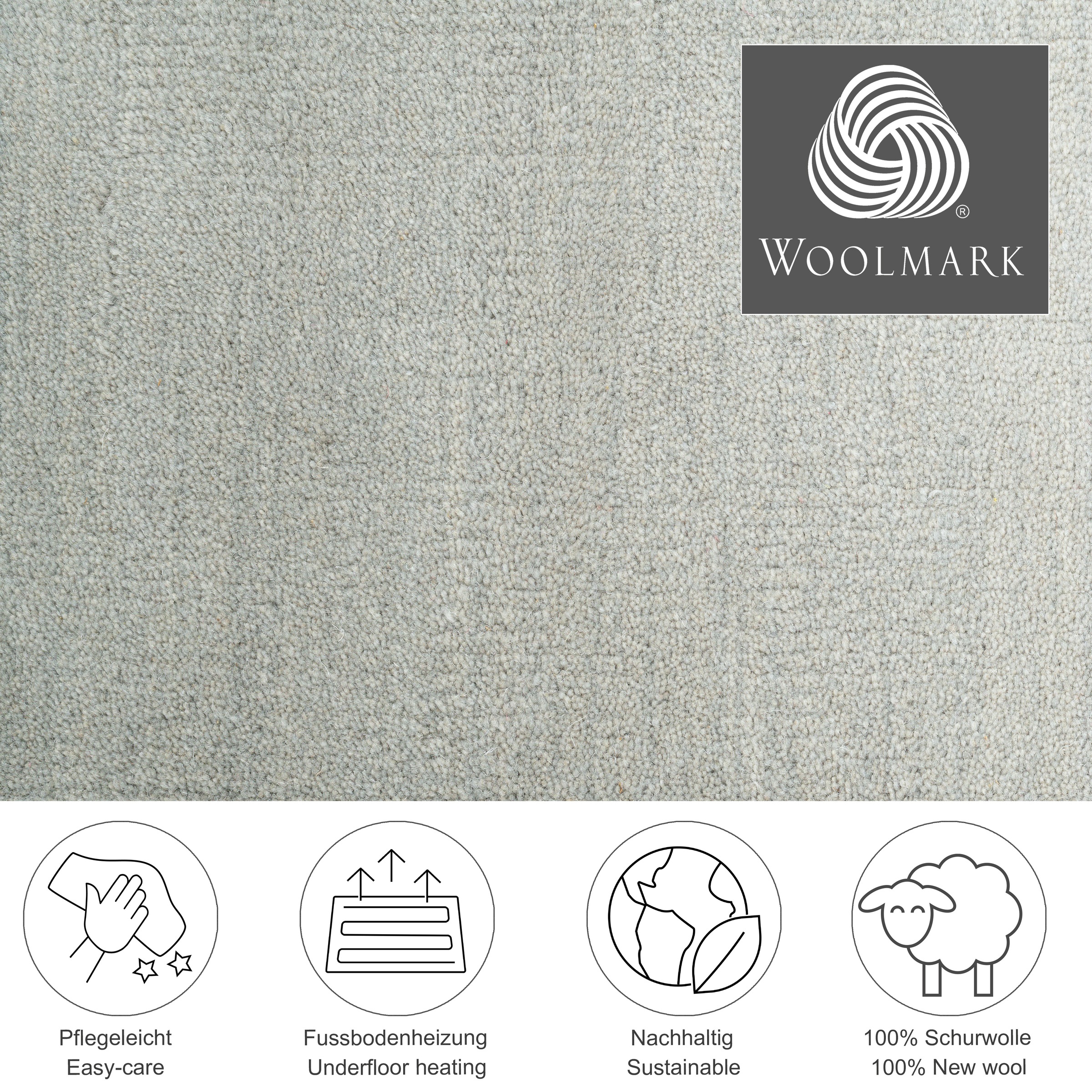 THEKO Wollteppich »Wool Comfort«, rechteckig, 14 mm Höhe, Handweb Teppich, reine Wolle, handgewebt, brilliante Farben, Scandi