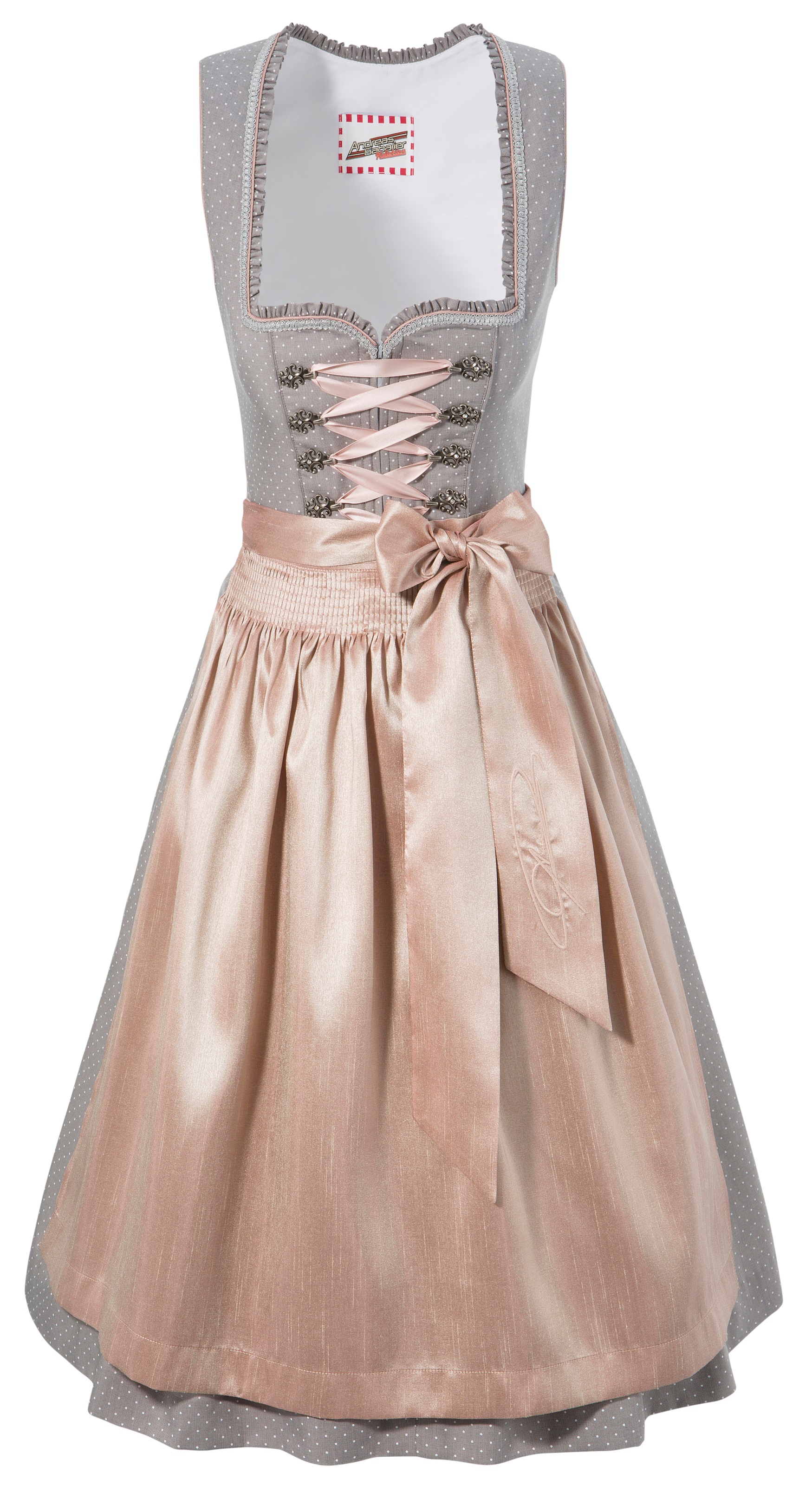 Andreas Gabalier Kollektion Dirndl, (2 tlg.), Damen mit herzförmigen Ausschnitt mit Rüschen und Borte