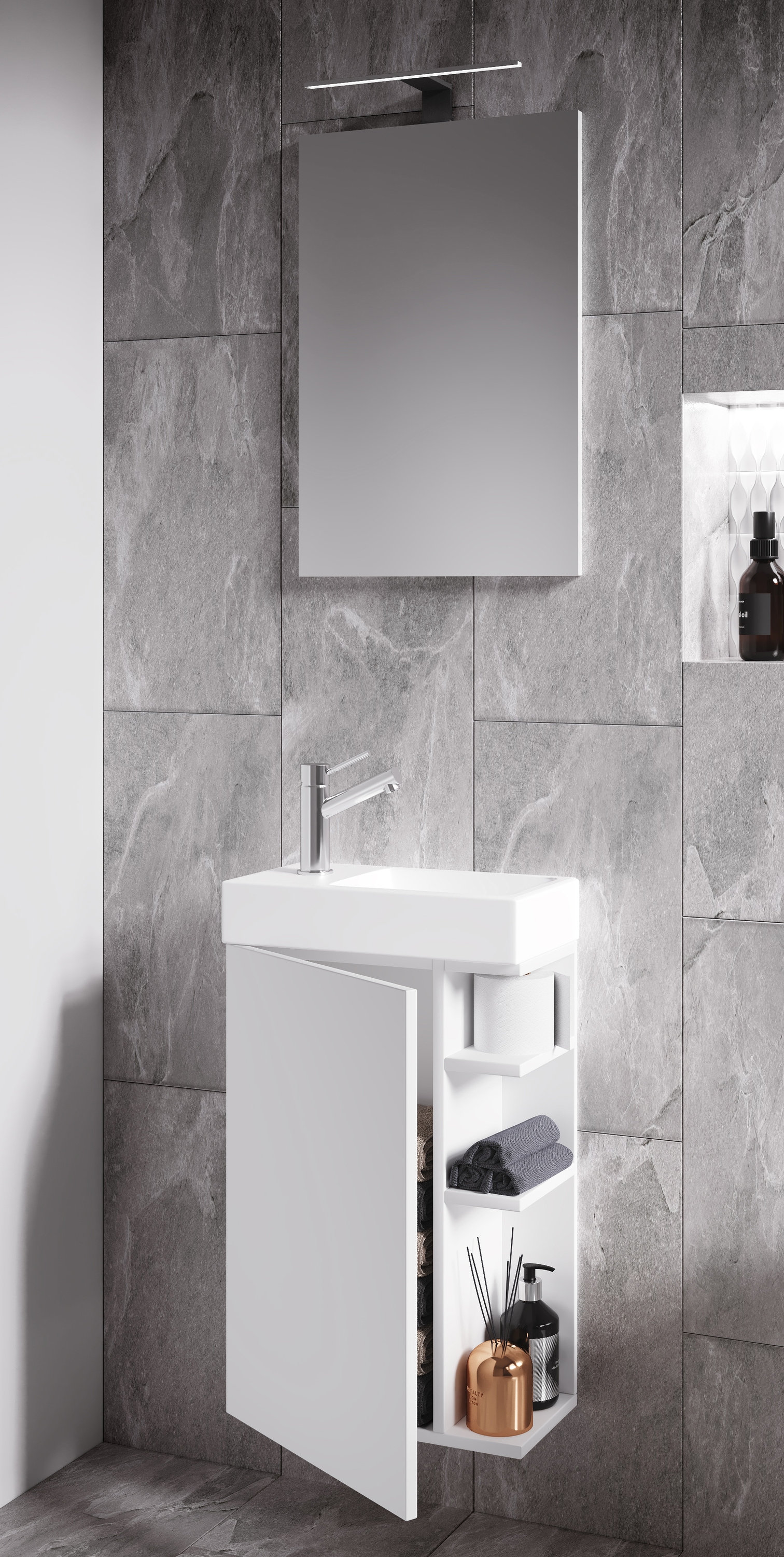 VCM Waschbeckenunterschrank »VCM 3-tlg Set | Waschplatz für Gäste WC | Gästebad | Waschtisch mit Spiegel | Badezimmer Set ¿ Lumia«, (3 St.)