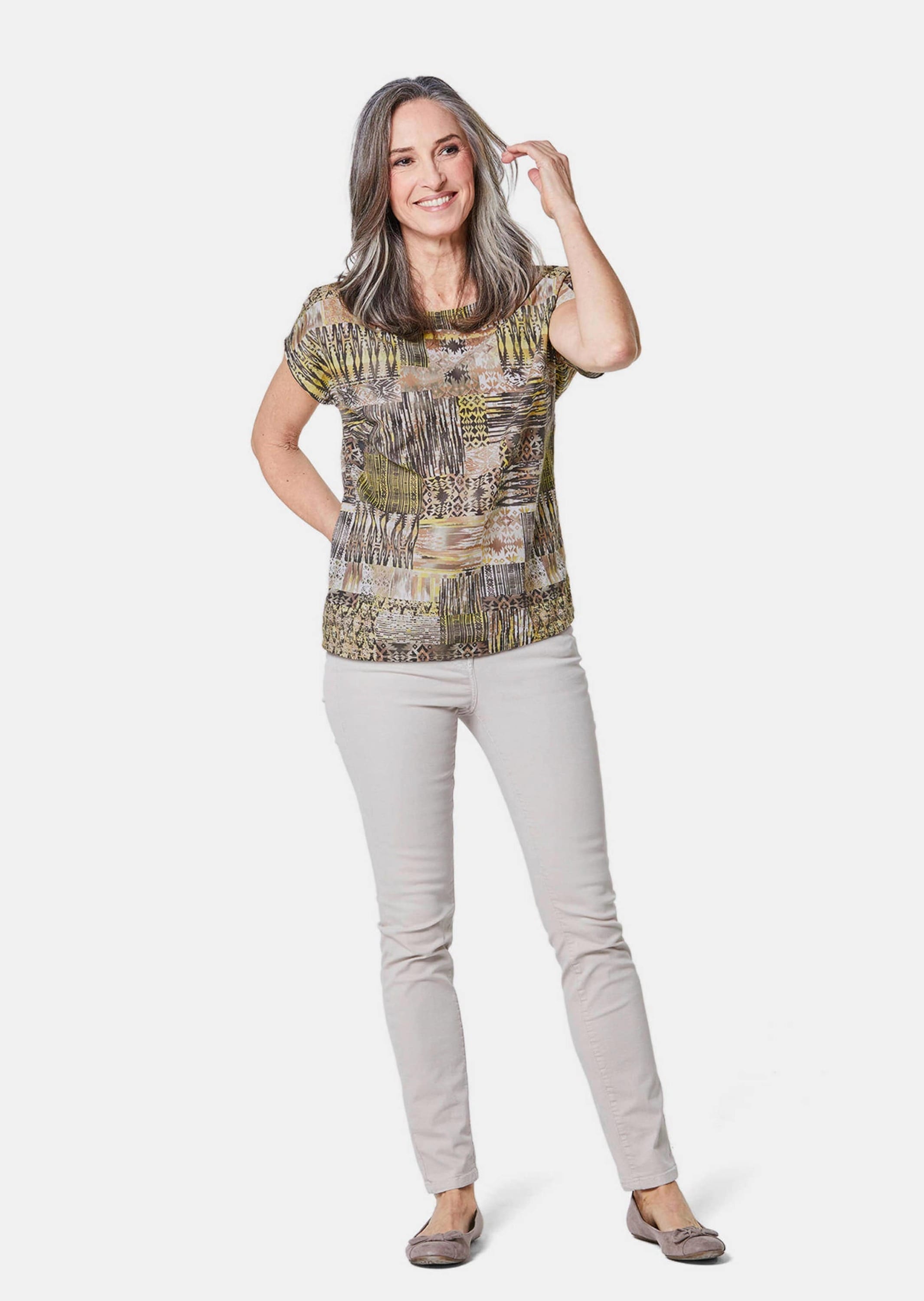 GOLDNER Druckbluse »Ultraleichte Druckbluse aus reiner Baumwolle« Ohne