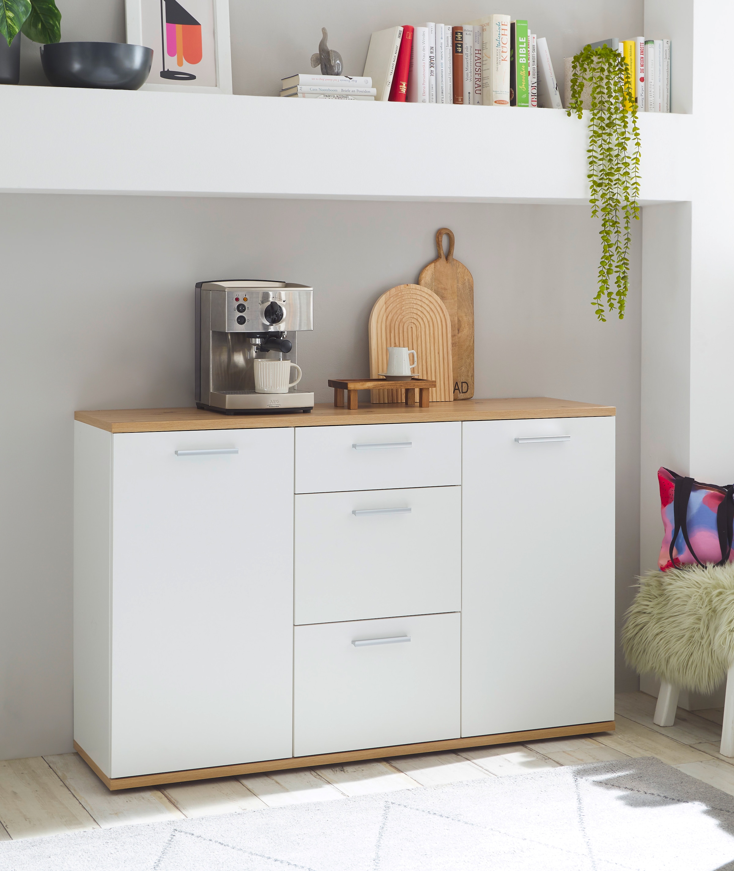 Hbz Kommode »BC1035 weiß matt in weiß, Größe B/H/T: 135 cm x 86 cm x 38 cm