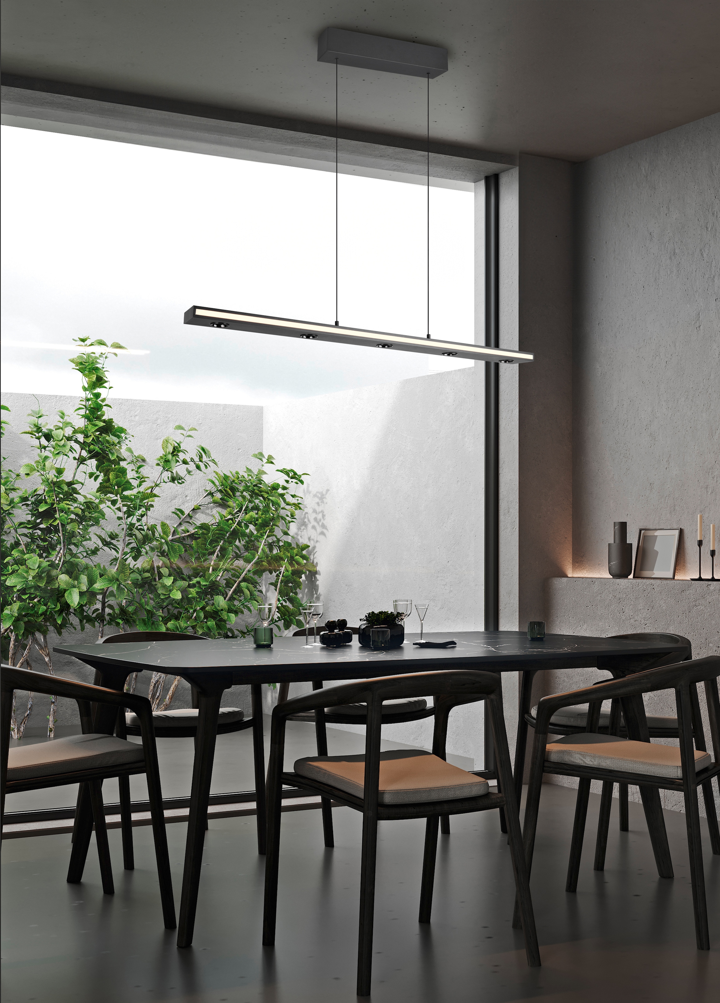 TRIO Leuchten LED Pendelleuchte »GRAHAM, Hängeleuchte höhenverstellbar, dimmbar, Memoryfunktion« LED-Board 1 Stk. Farbwechsler | warmweiß - kaltweiß up-and-down Licht Lichtfarbe einstellbar warm- bis kaltweiß 2300-4000K