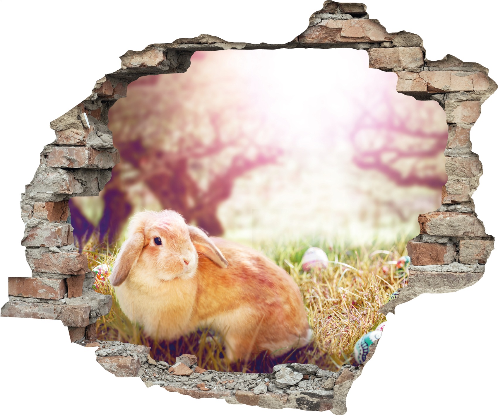 queence 3D-Wandtattoo »Hase mit Schlappohren« Selbstklebender Wandsticker Ostern Wanddurchbruch 60x50cm