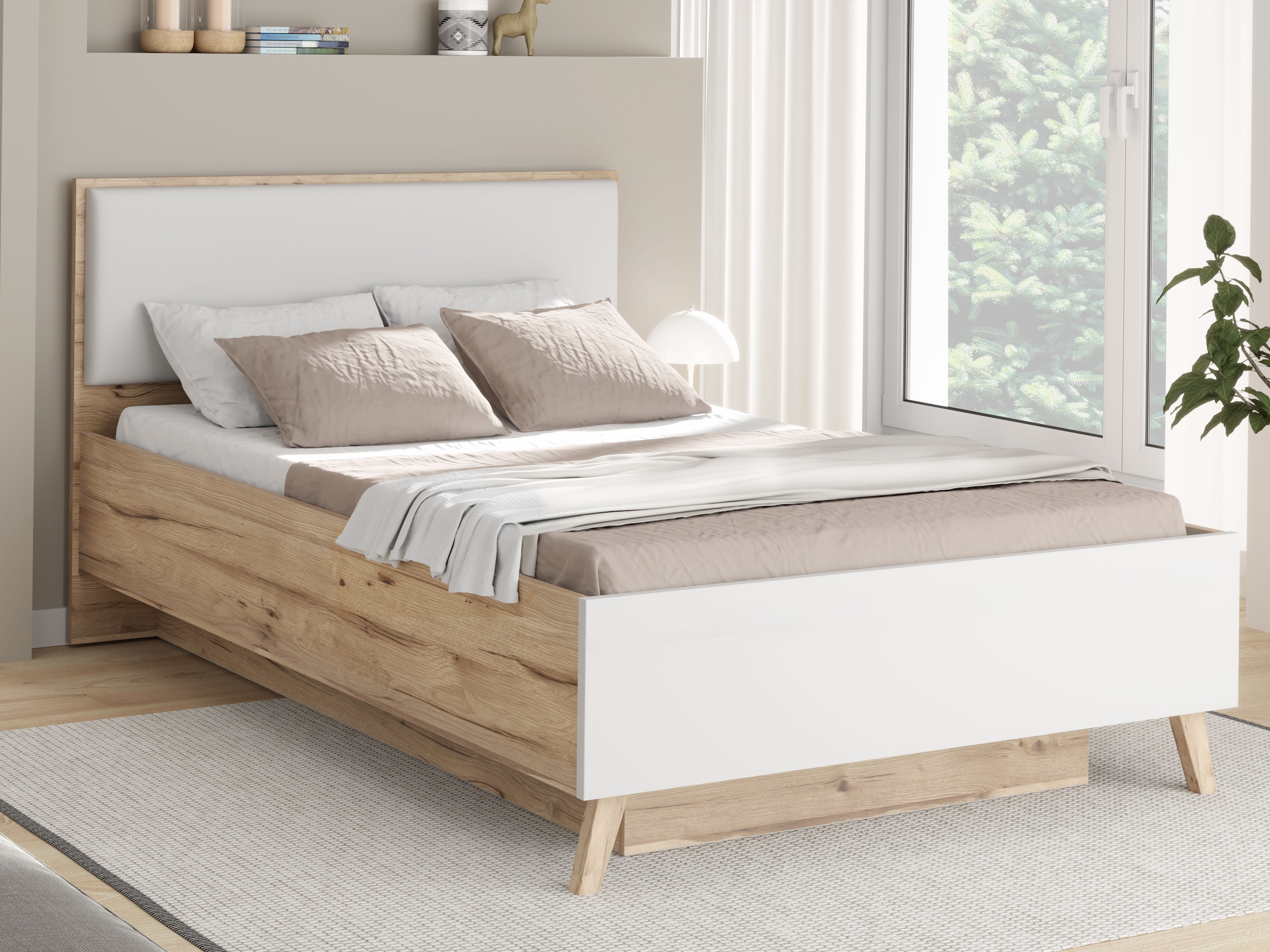 FORTE Stauraumbett »Vankka viel Stauraum, skandinavisches Design, Made in Europe«, aufklappbarer Lattenrost, weitere Produkte zur Serie erhältlich