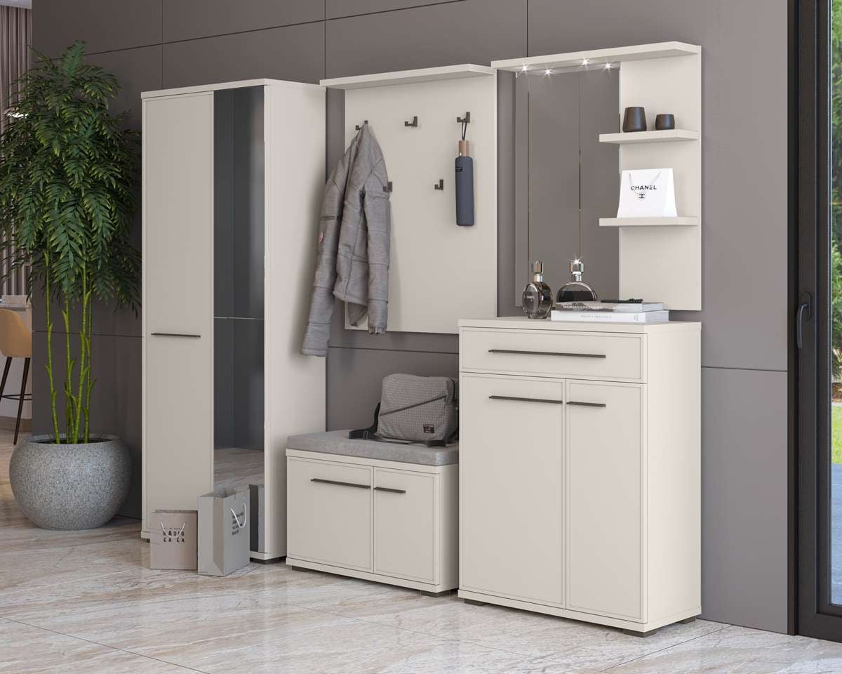 Places of Style Garderobenpaneel »Opera, Wandregal, mit Haken, mit Regal, in Kaschmirfarbe«, Wandgarderobe, Aufhänger, Höhe 100cm, mit 5 Hakken