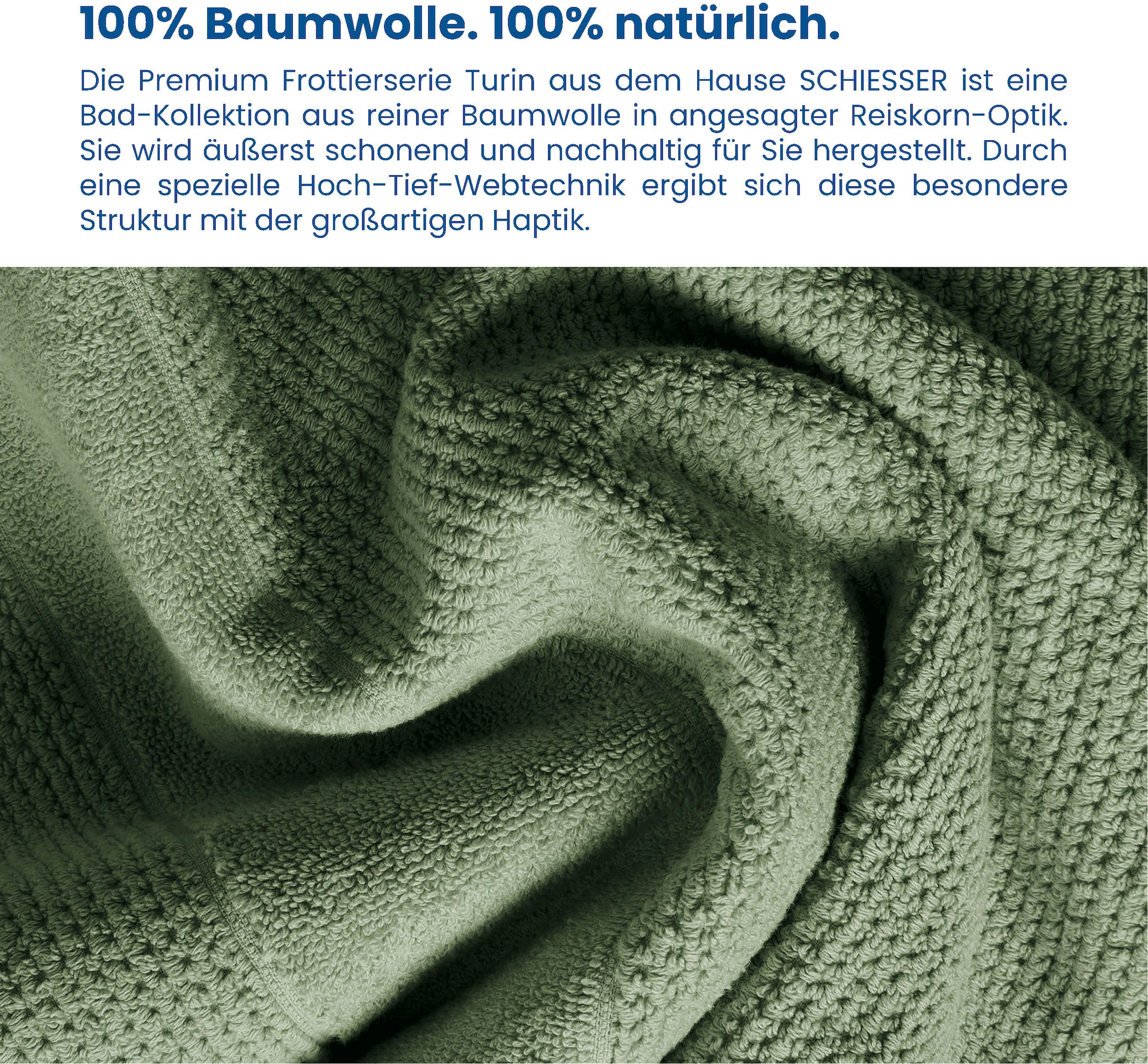 Schiesser Handtücher »Turin im 4er (4 Reiskorn-Optik, OTTO 100% OEKO-TEX®-zertifiziert aus IN bei St.), kaufen Baumwolle«, GREEN MADE by Set