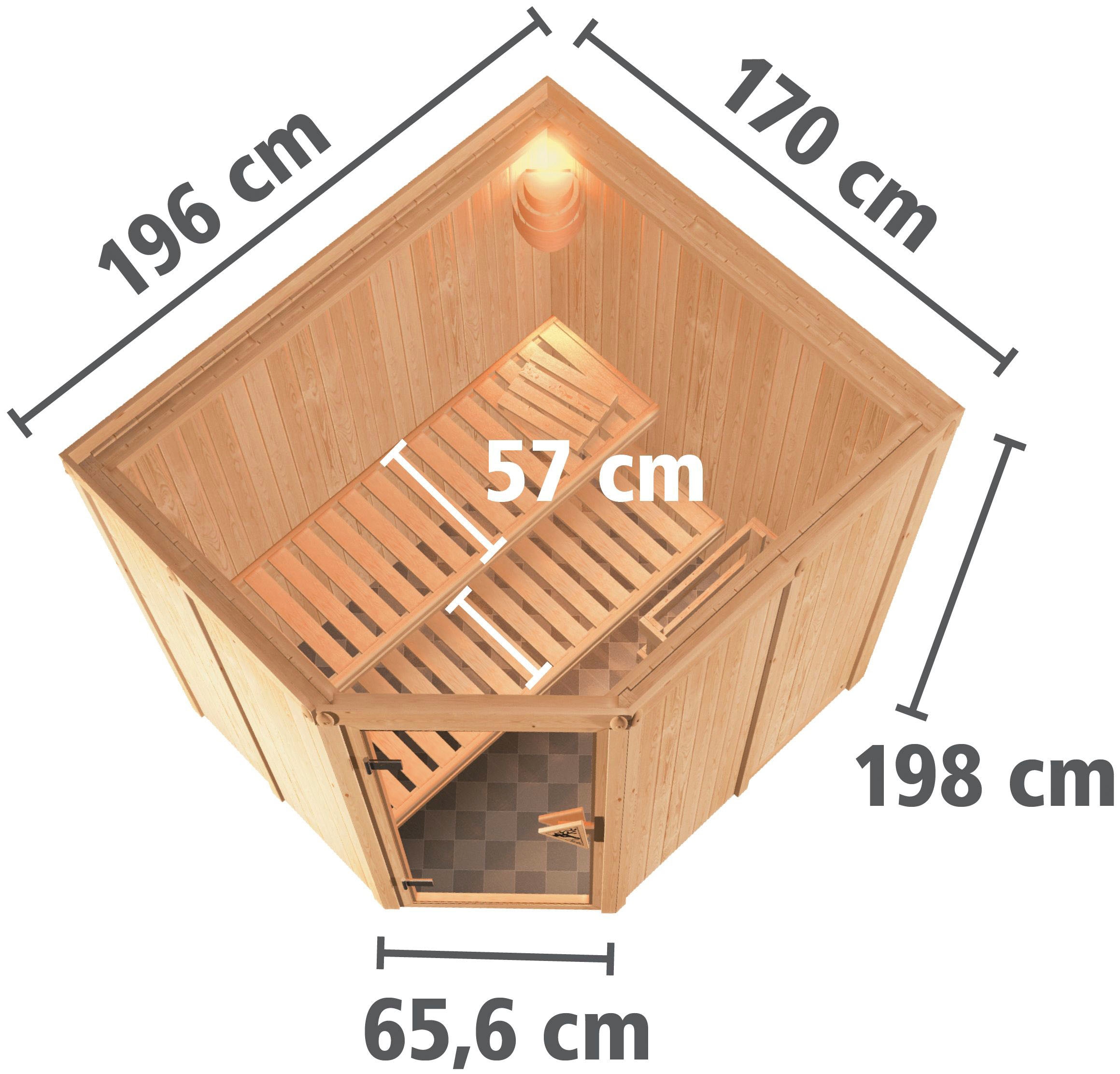 Karibu Sauna »Siirin« Set,  9 KW-Ofen mit integrierter Steuerung