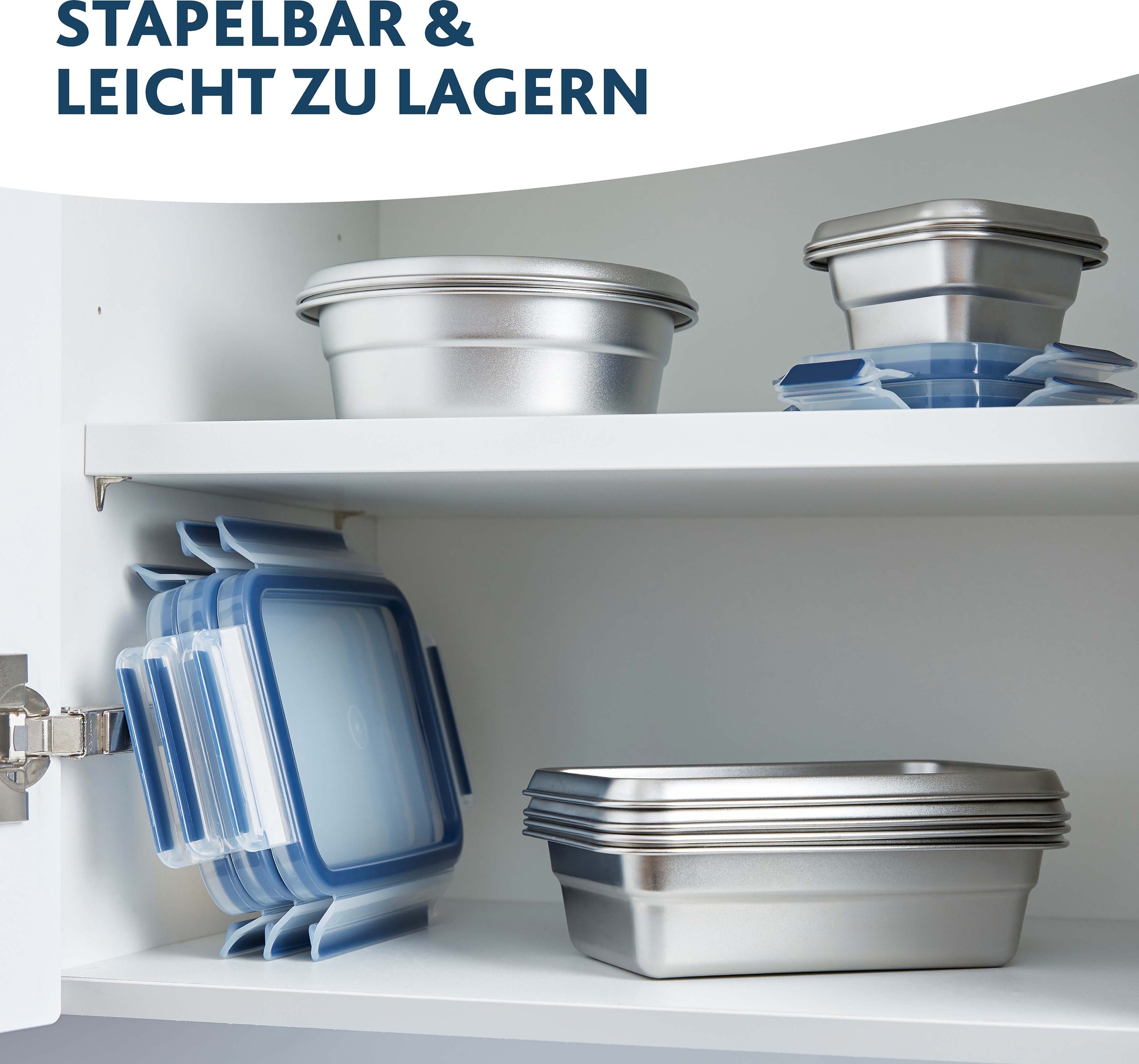 Emsa Frischhaltedose »Clip & Close«, (Set, 1 tlg.), Edelstahl, frost-, spülmaschinen- und backofenfest