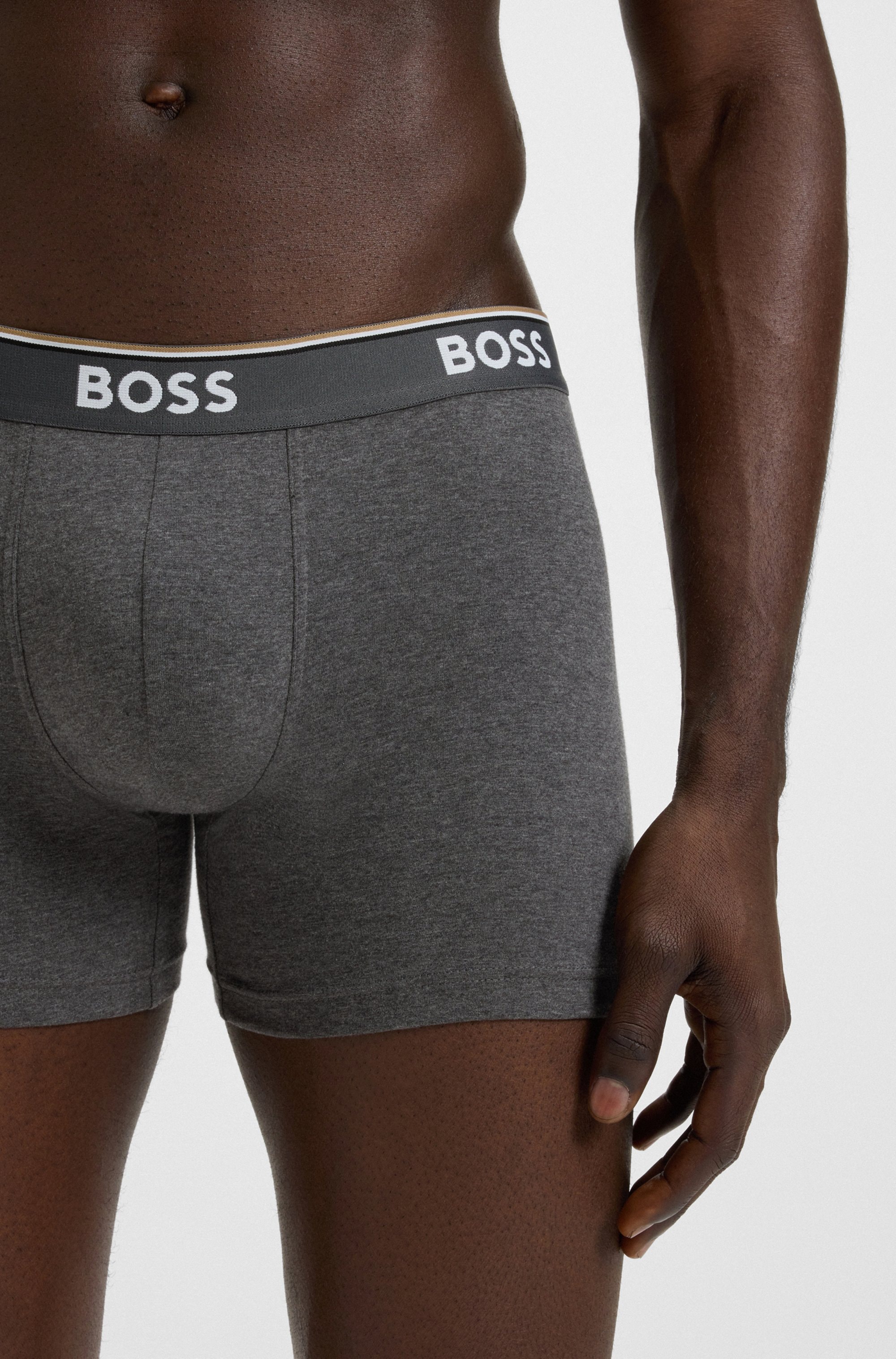 BOSS Langer Boxer »Brief 3 PACK«, mit farblich passendem Webbund