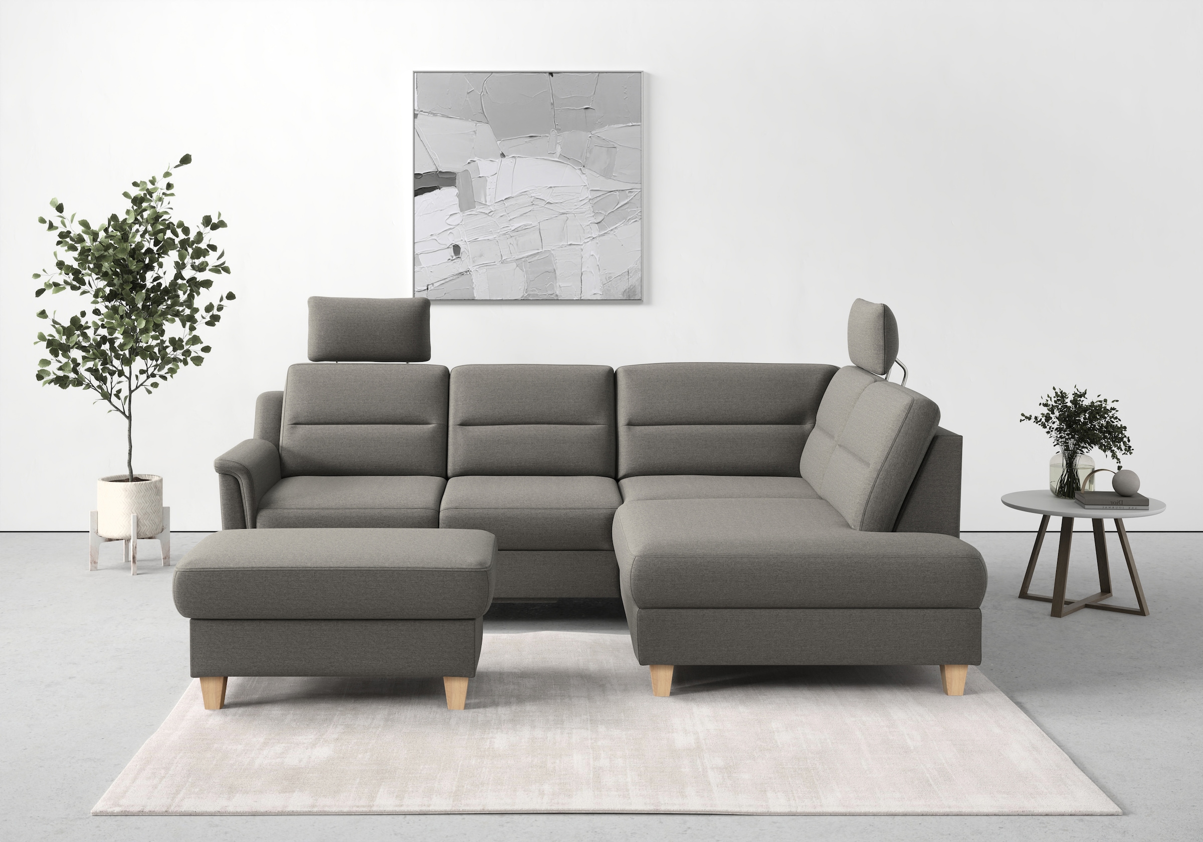 sit&more Stauraumhocker »Farö«, mit Stauraum und Federkern und naturfarbenen Füßen