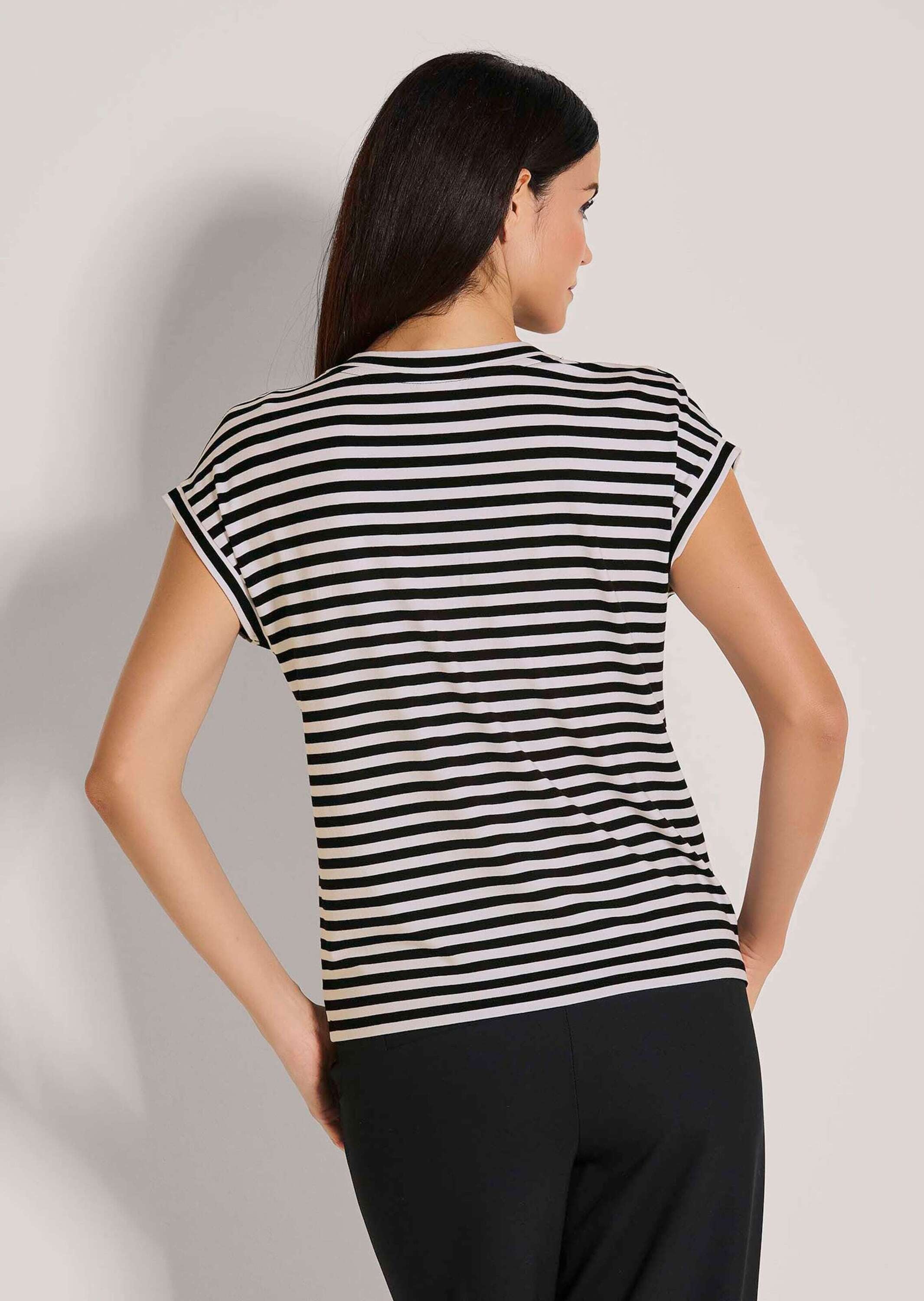 MADELEINE Kurzarmshirt »Ringelshirt V-Shirt mit Glanz-Akzent«