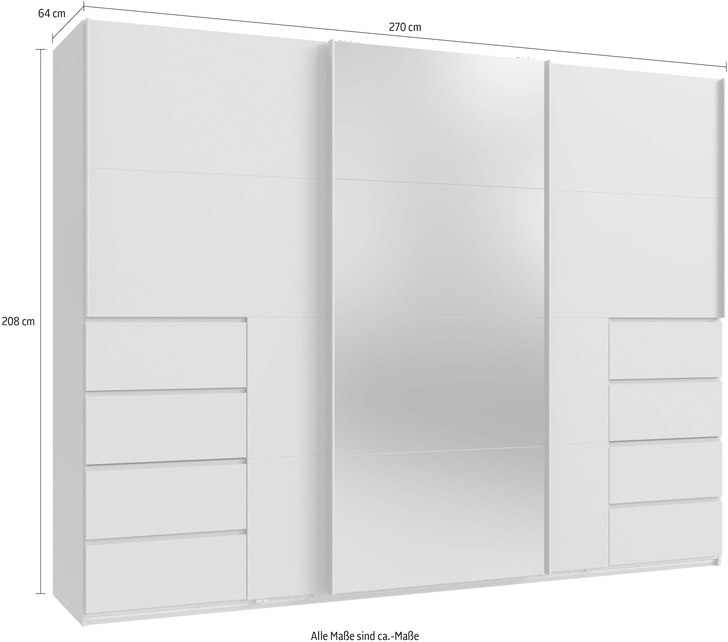 Wimex Schwebetürenschrank »Bali in den Breiten 225cm & 270cm, Kleiderschrank mit Spiegel« Schrank mit 3 Türen, Farbe: Kaschmir