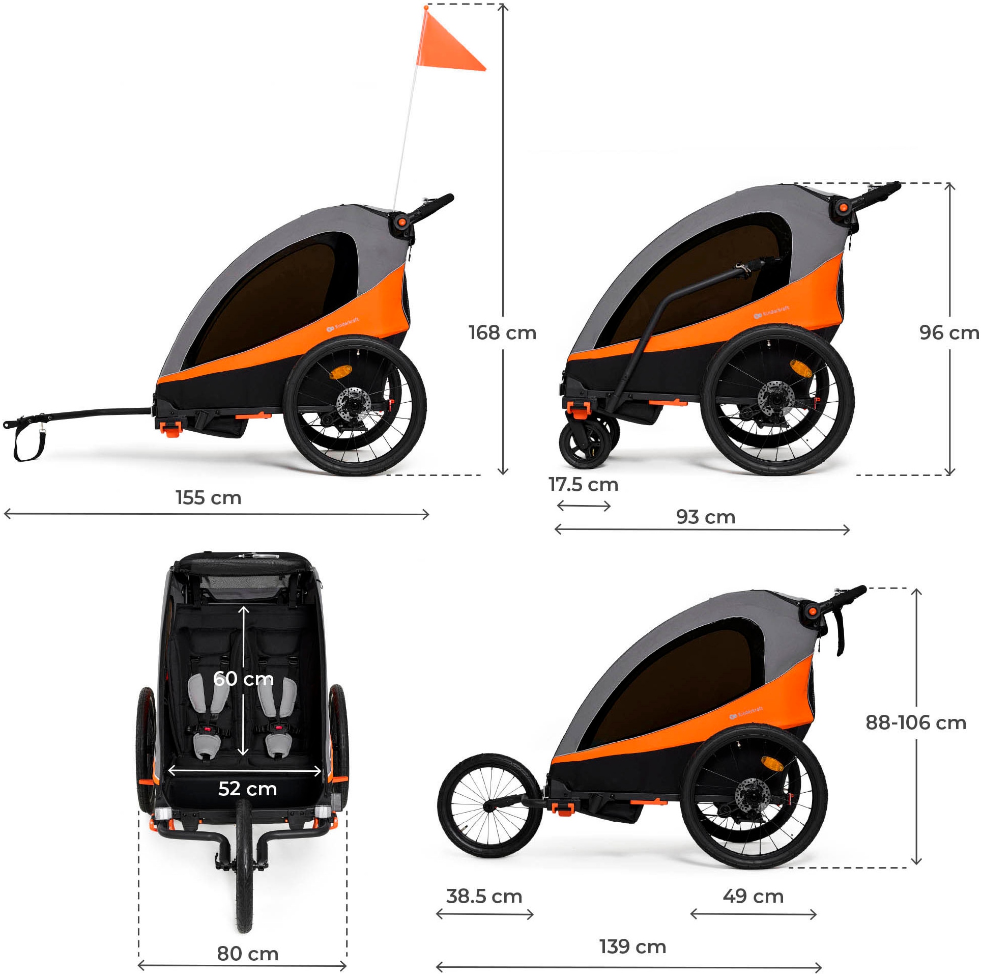 Kinderkraft Fahrradkinderanhänger »NAVA« für 2 Kinder